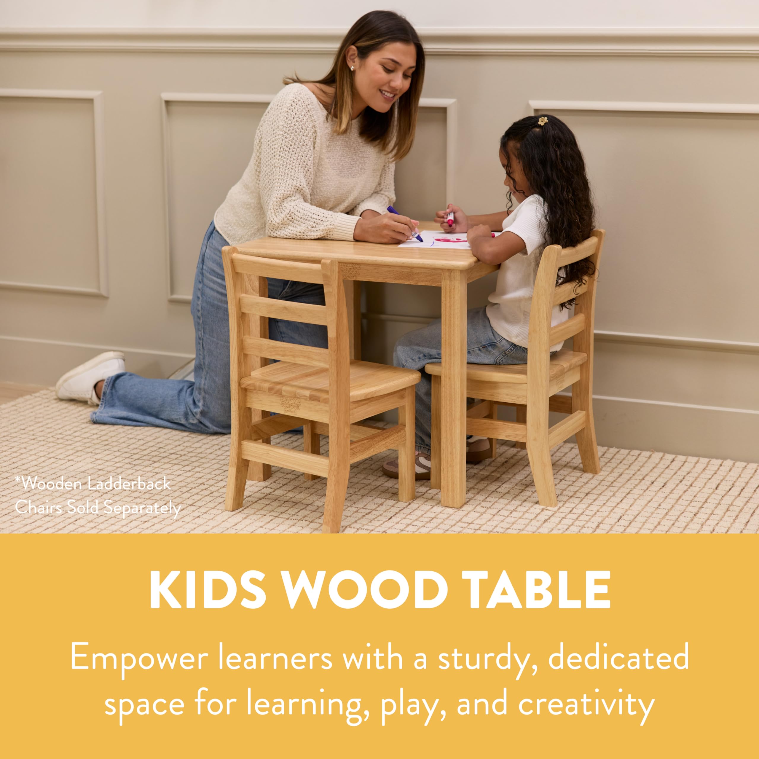 Square Kids Wood Table 24x24 Natural Finish