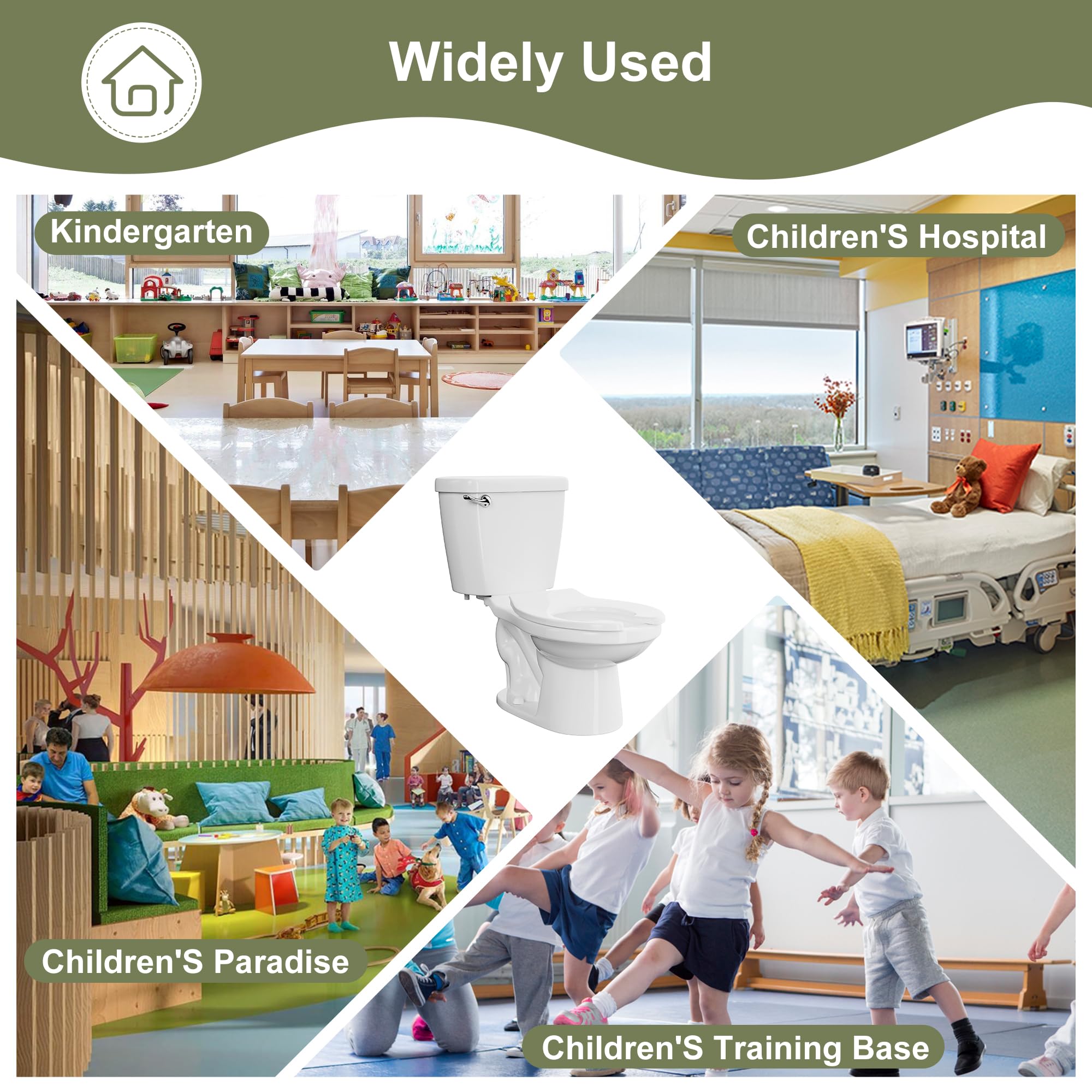 Simple Project Ceramic Toddler Potty Training Toilet.10.5"Seat Height Round Front Kids Toilet with Seat, 1.26GPF Powerful Quiet Flush Children Toilet for Bathroom, Kindergarten, Daycare Center