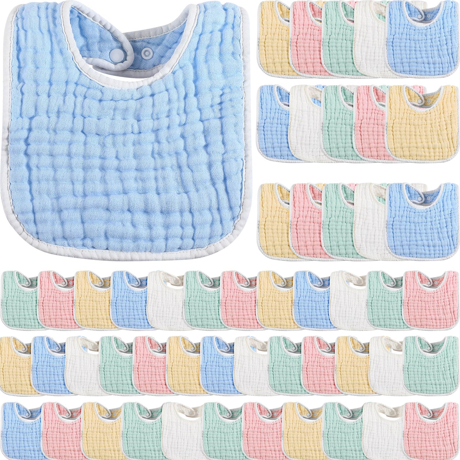50 Pcs Muslin Baby Bibs Bulk Muslin Cotton Teething for Boy Girls Burp