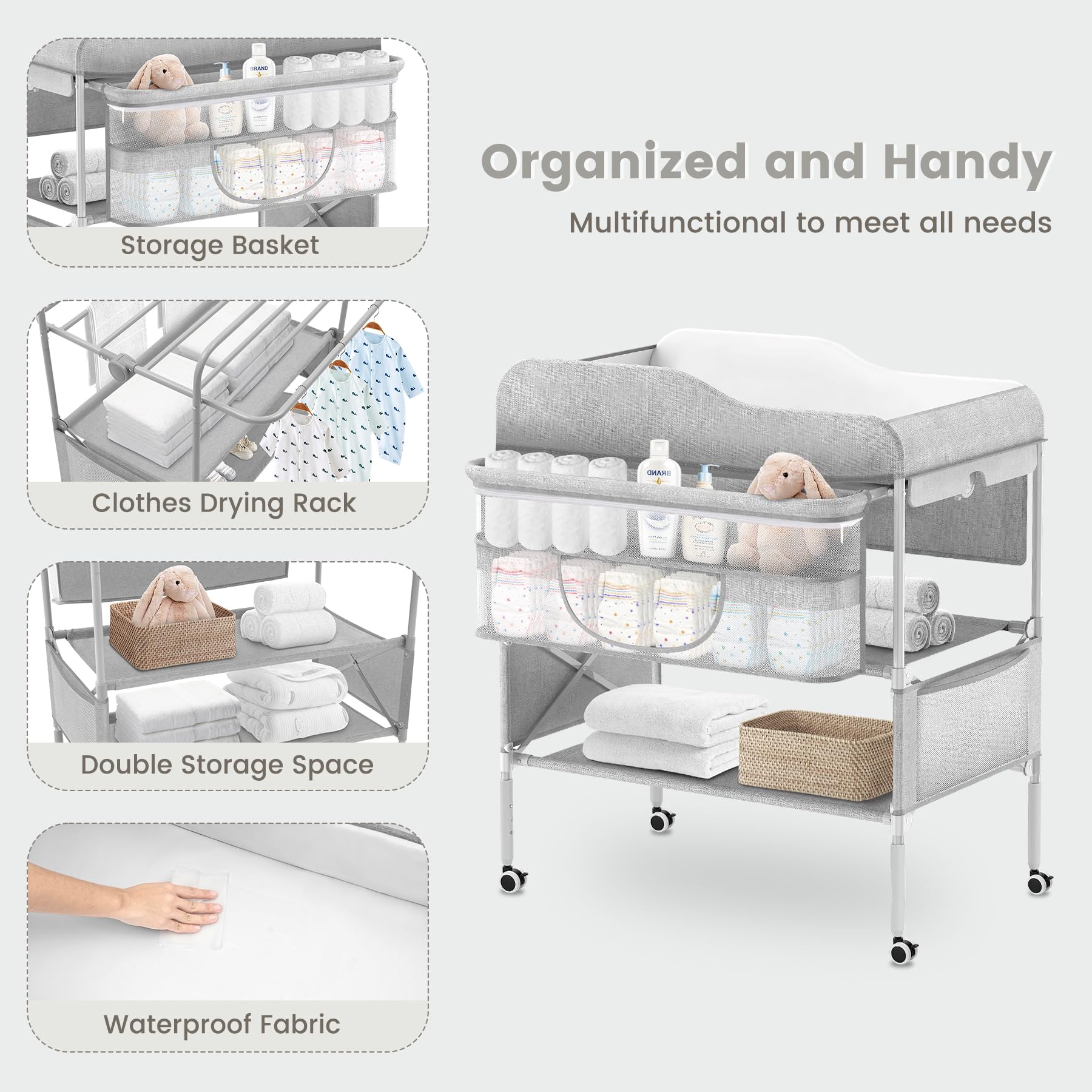 Foldable Baby Diaper Changing Table with Storage