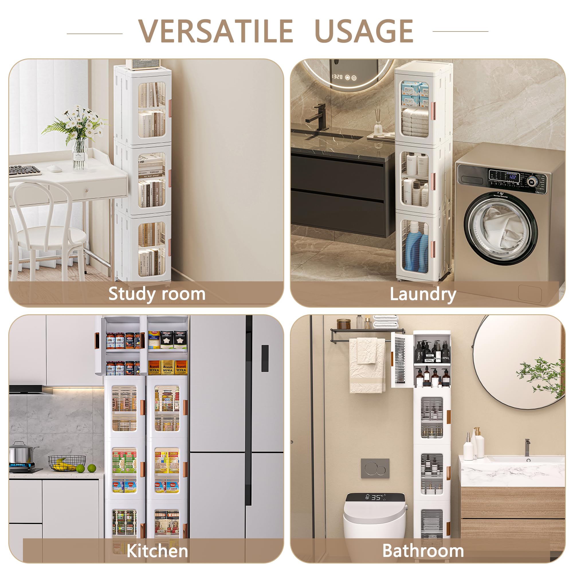 4-Tier Narrow Storage Cabinet with Wheels