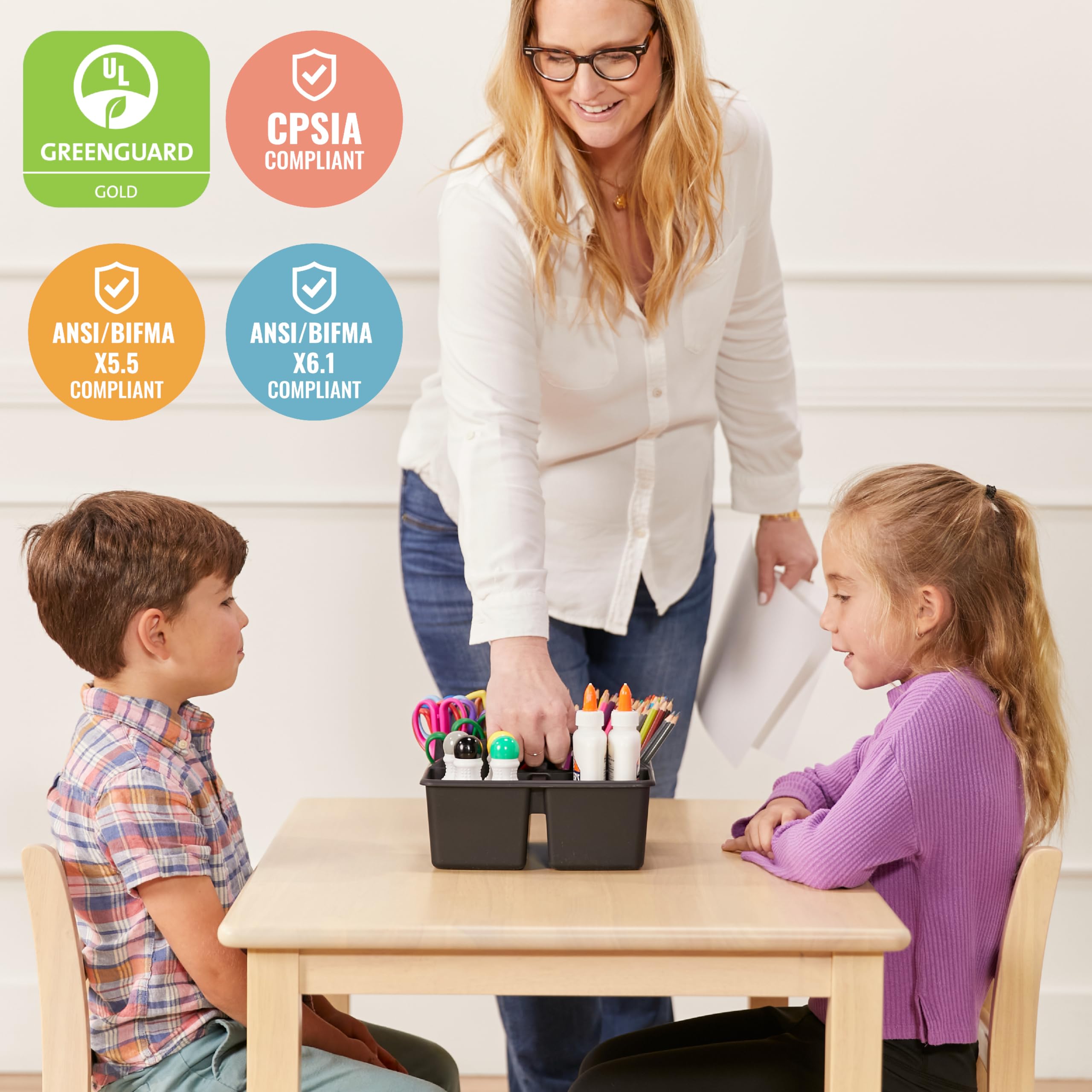 Rectangular Hardwood Table and Chair Set for Kids