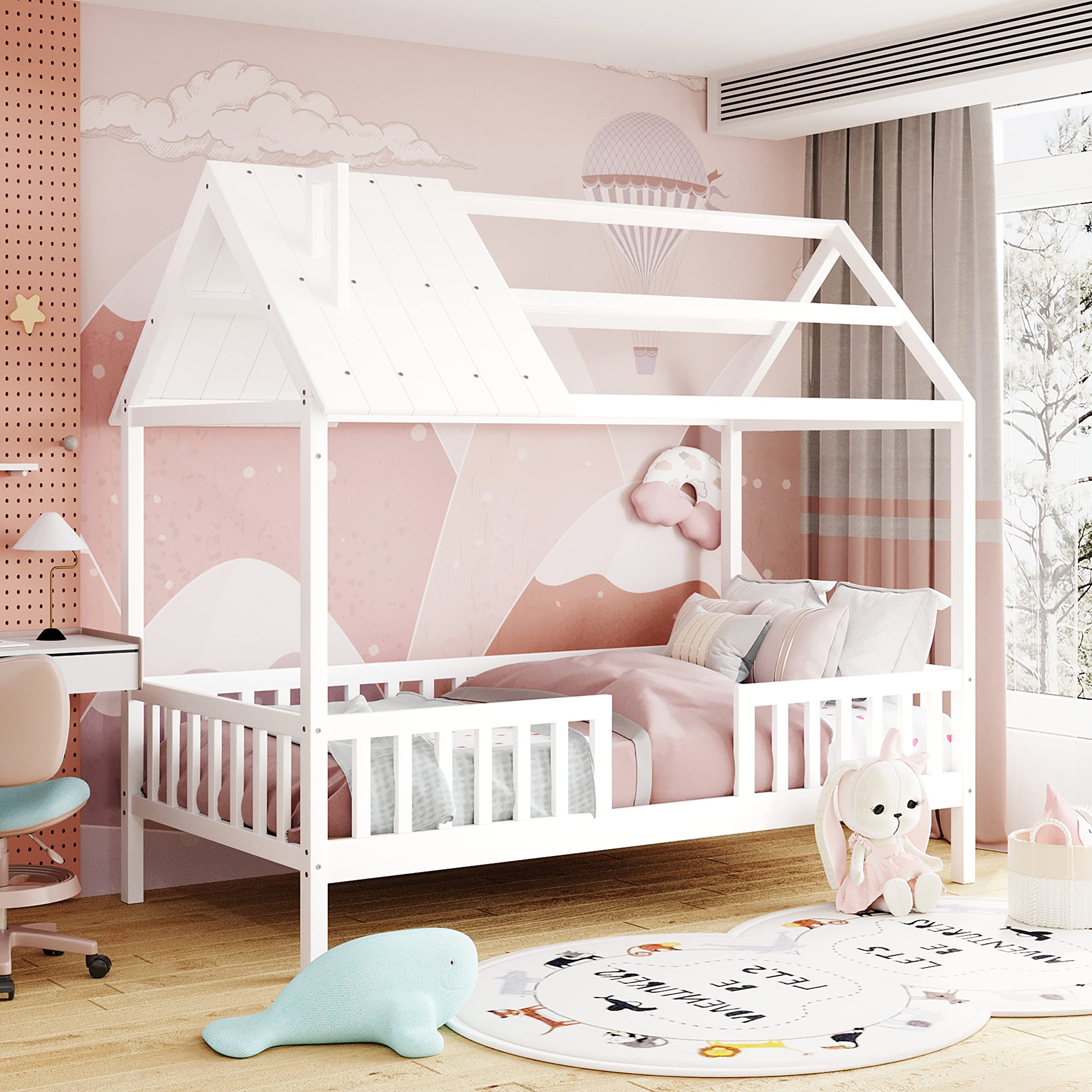 Twin House Bed with Fence
