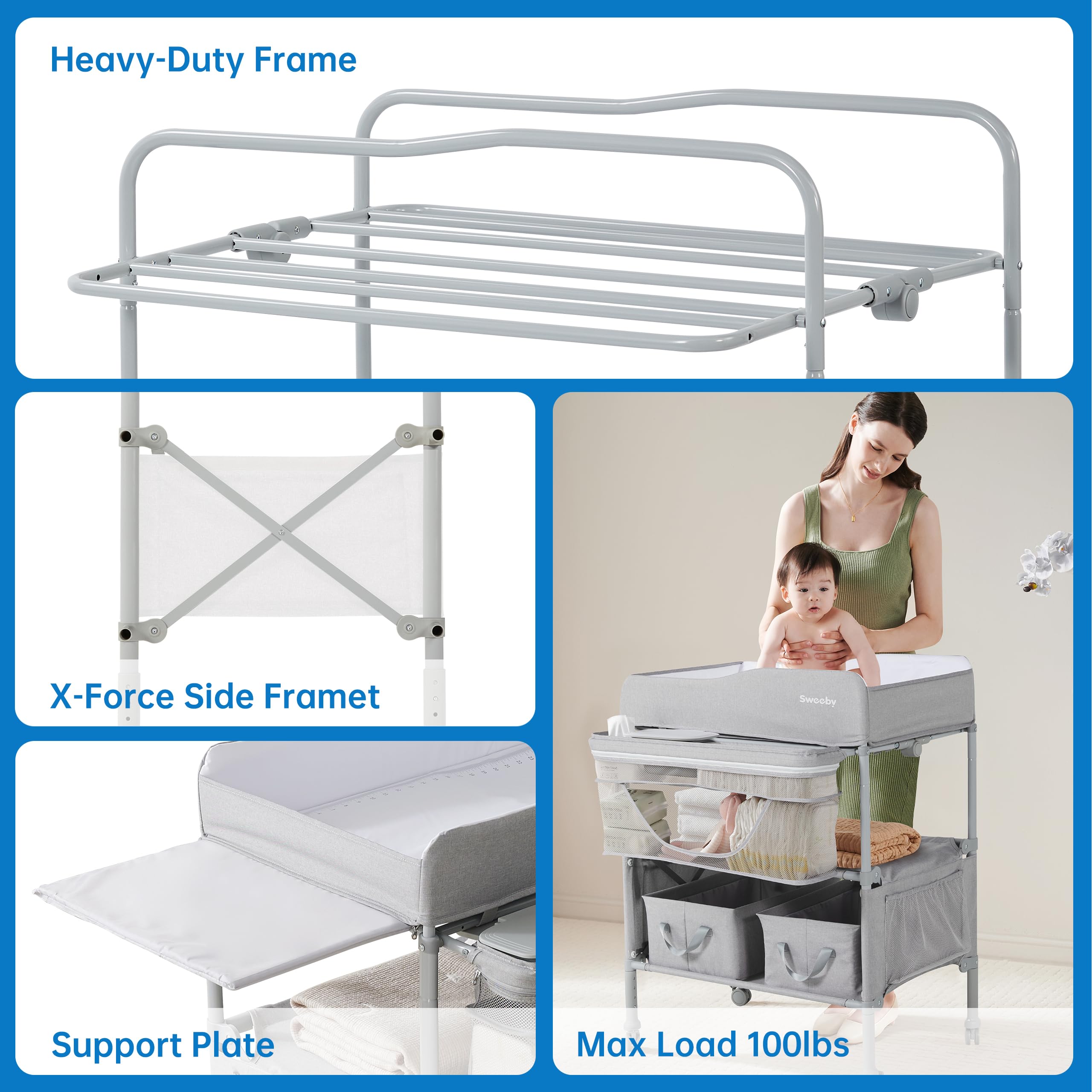 Portable Baby Changing Table with Storage