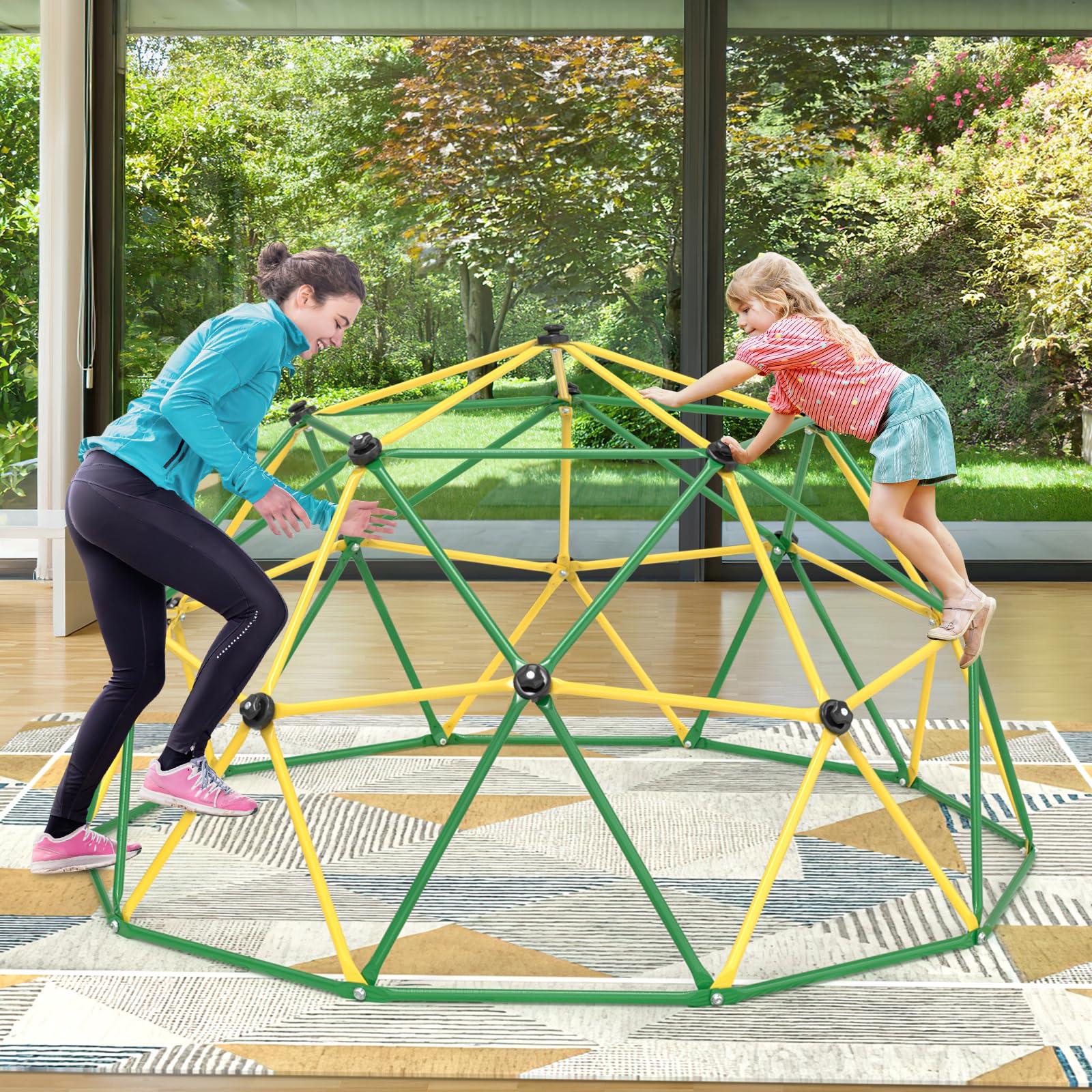 10FT Climbing Dome with Hammock & Swing for Kids