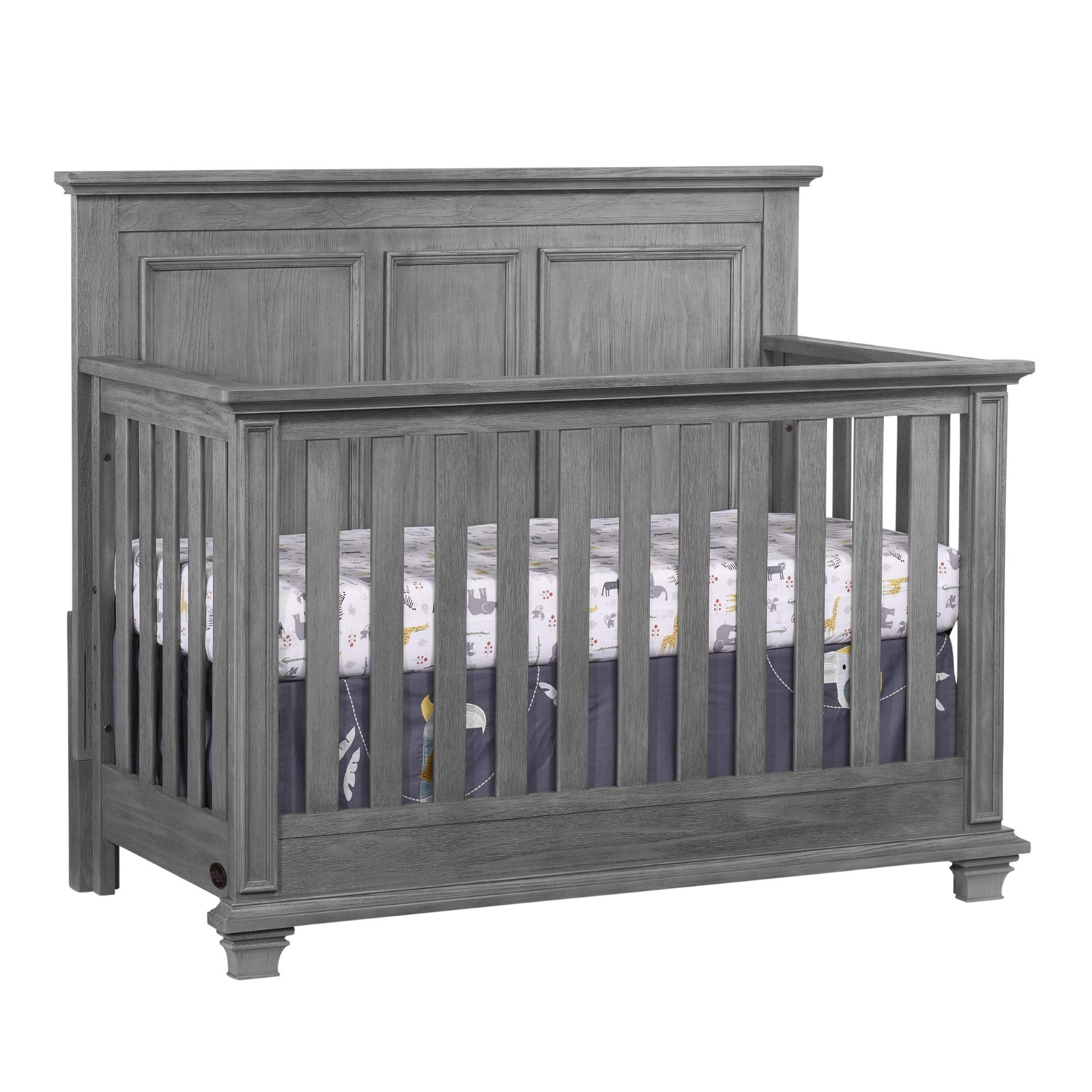 4-in-1 Convertible Baby Crib with Wainscoting Detail