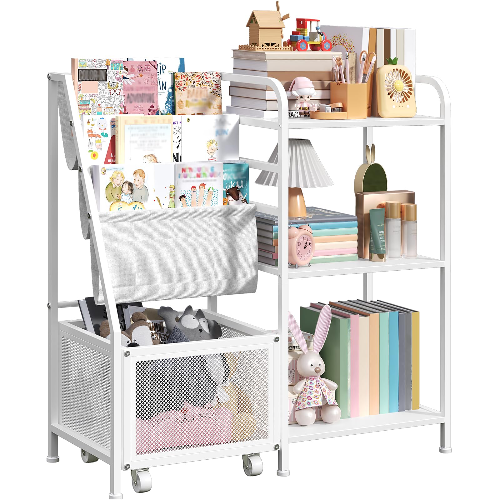 Kids Bookshelf and Toy Storage Organizer, 3-Tier Toddler Book Shelf