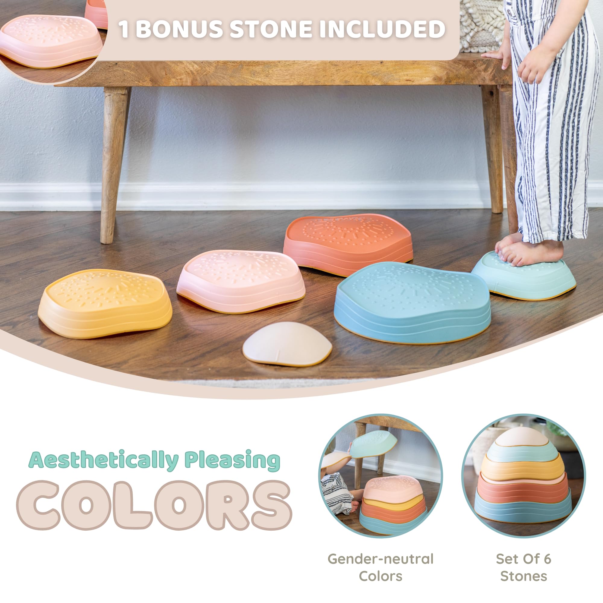 Balance Stepping Stones for Kids - Set of 6 Sensory Obstacle Course