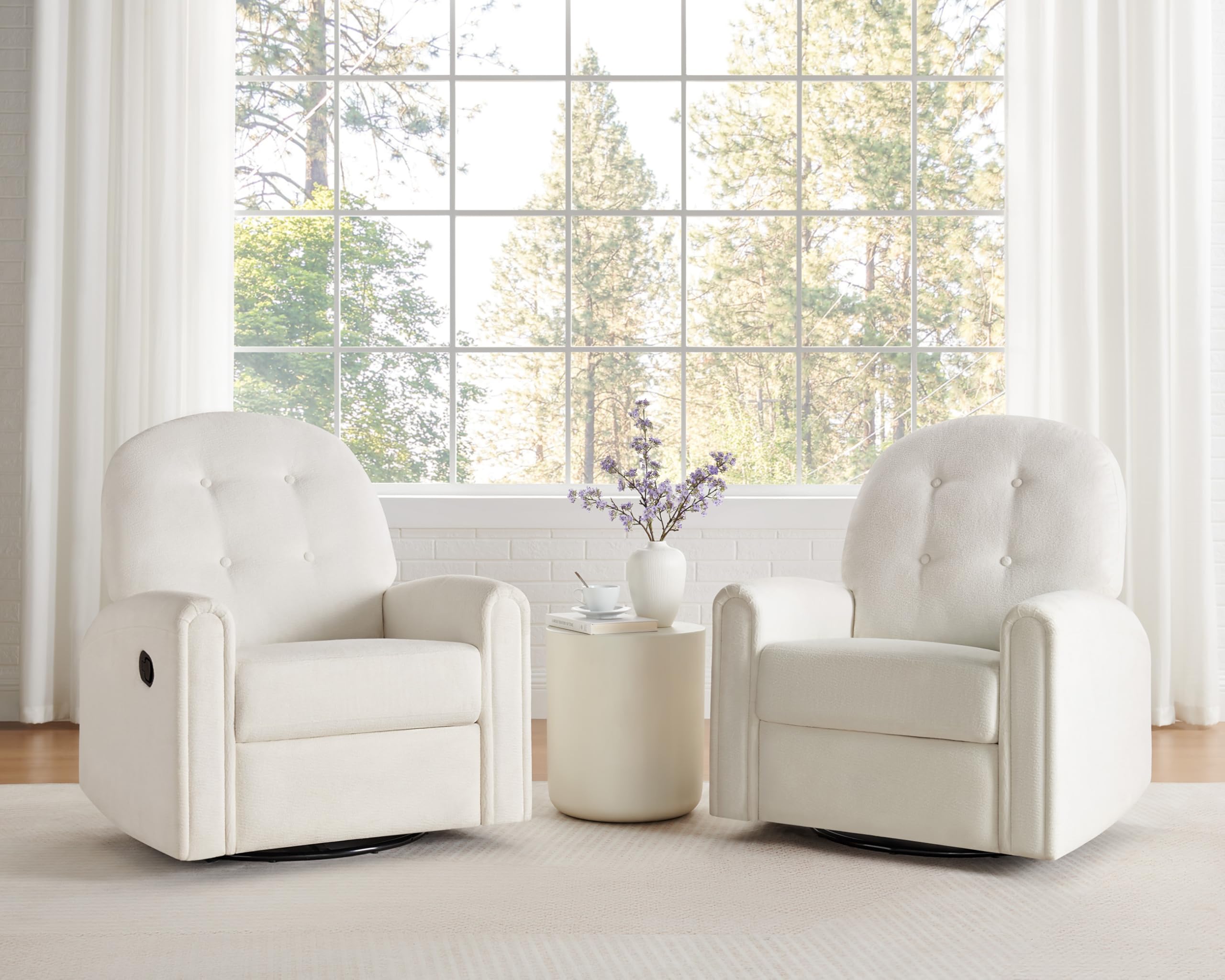 Swivel Rocker Recliner Chair, Nursery Rocking Chair with Tufted Backrest
