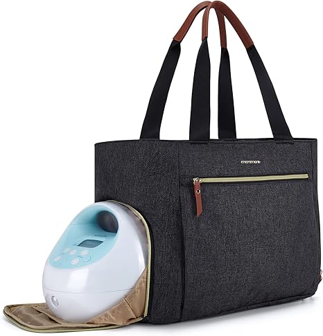 Breast Pump Bag Diaper Tote Bag with 15 Inch Laptop Sleeve Fit Most Breast Pumps