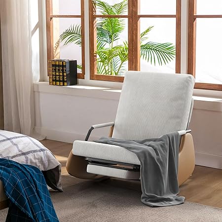 Corduroy Rocking Chair Nursery with Adjustable Backrest