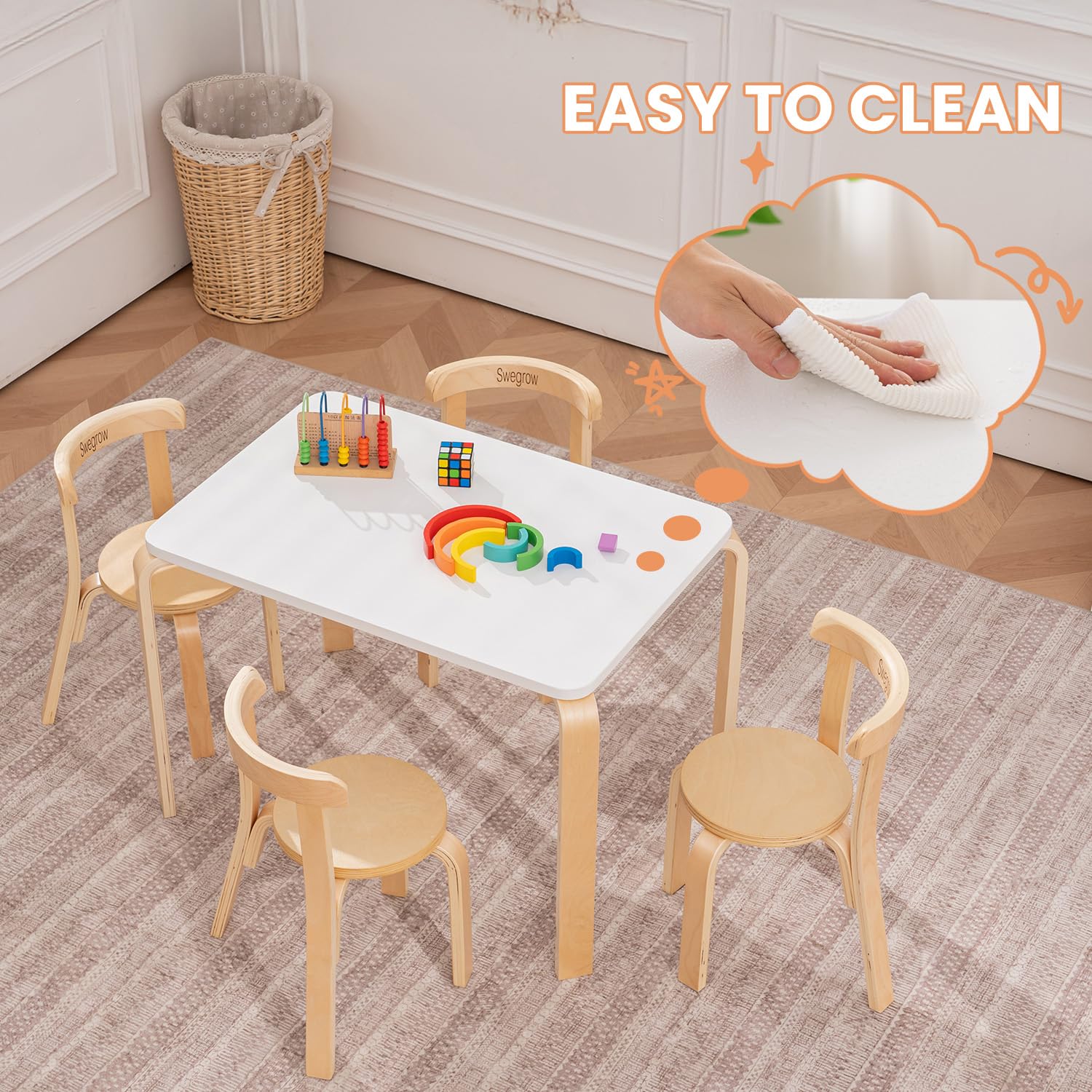 Kids Table and Chair Set - Wooden Furniture for Toddlers