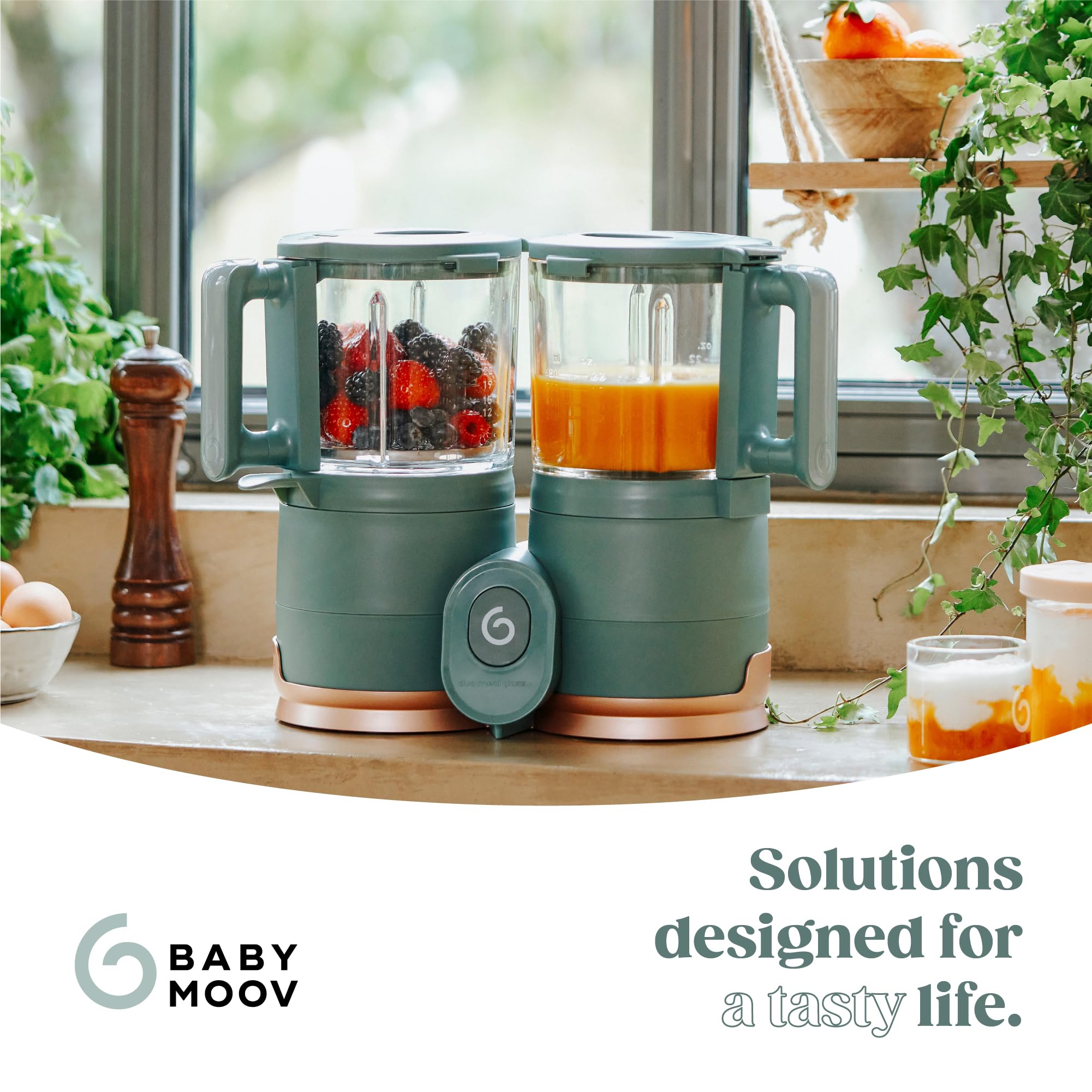 Babymoov Duo Meal Glass Exclusive Bundle - Eco-Friendly Baby Food Maker with Non-Toxic Glass Steamer & Blender, Stainless Steel Basket, XL Capacity (Set of 4 Glass Containers Included)
