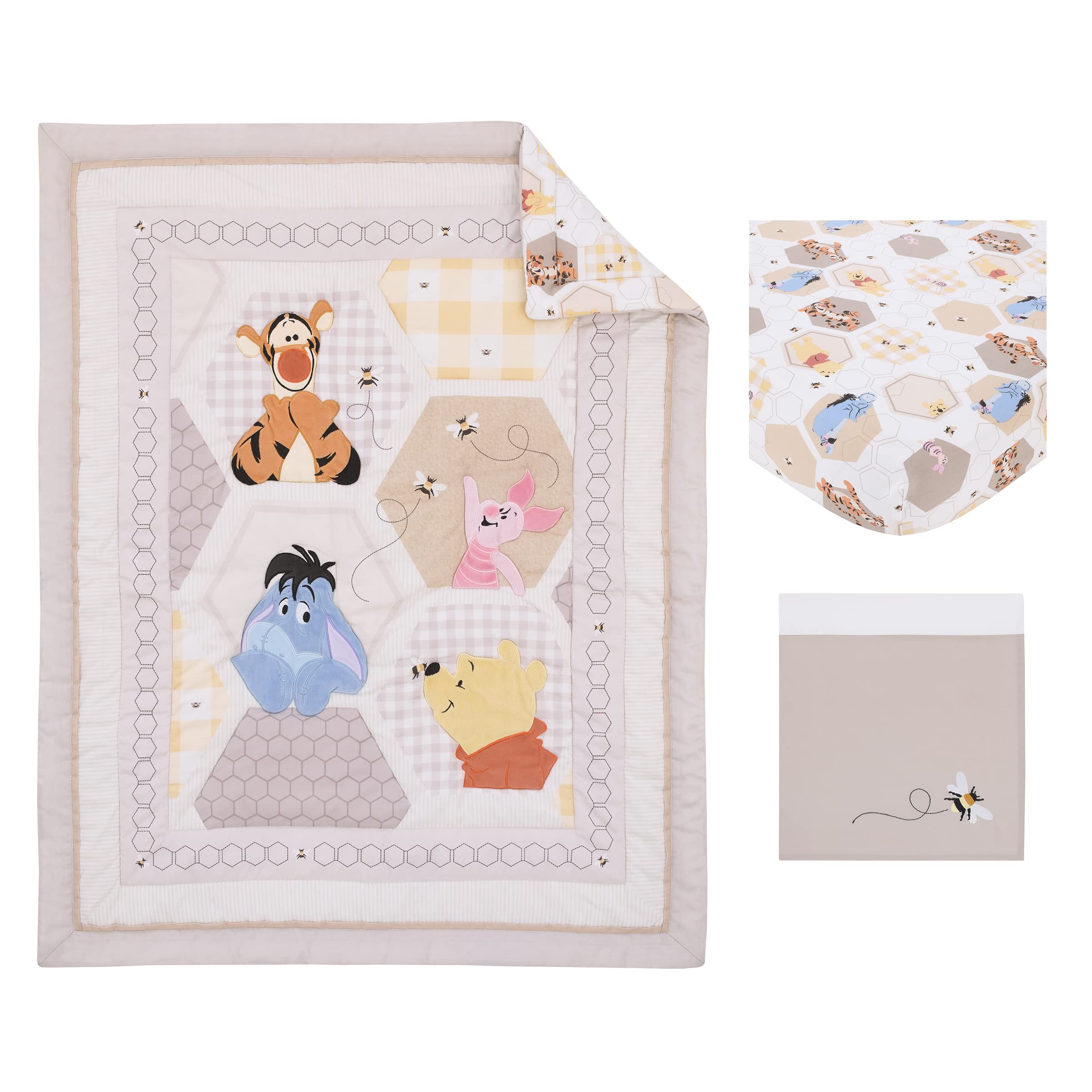 Disney Winnie The Pooh Hugs & Honeycombs 4-Piece Baby Gift Set – Crib Bedding