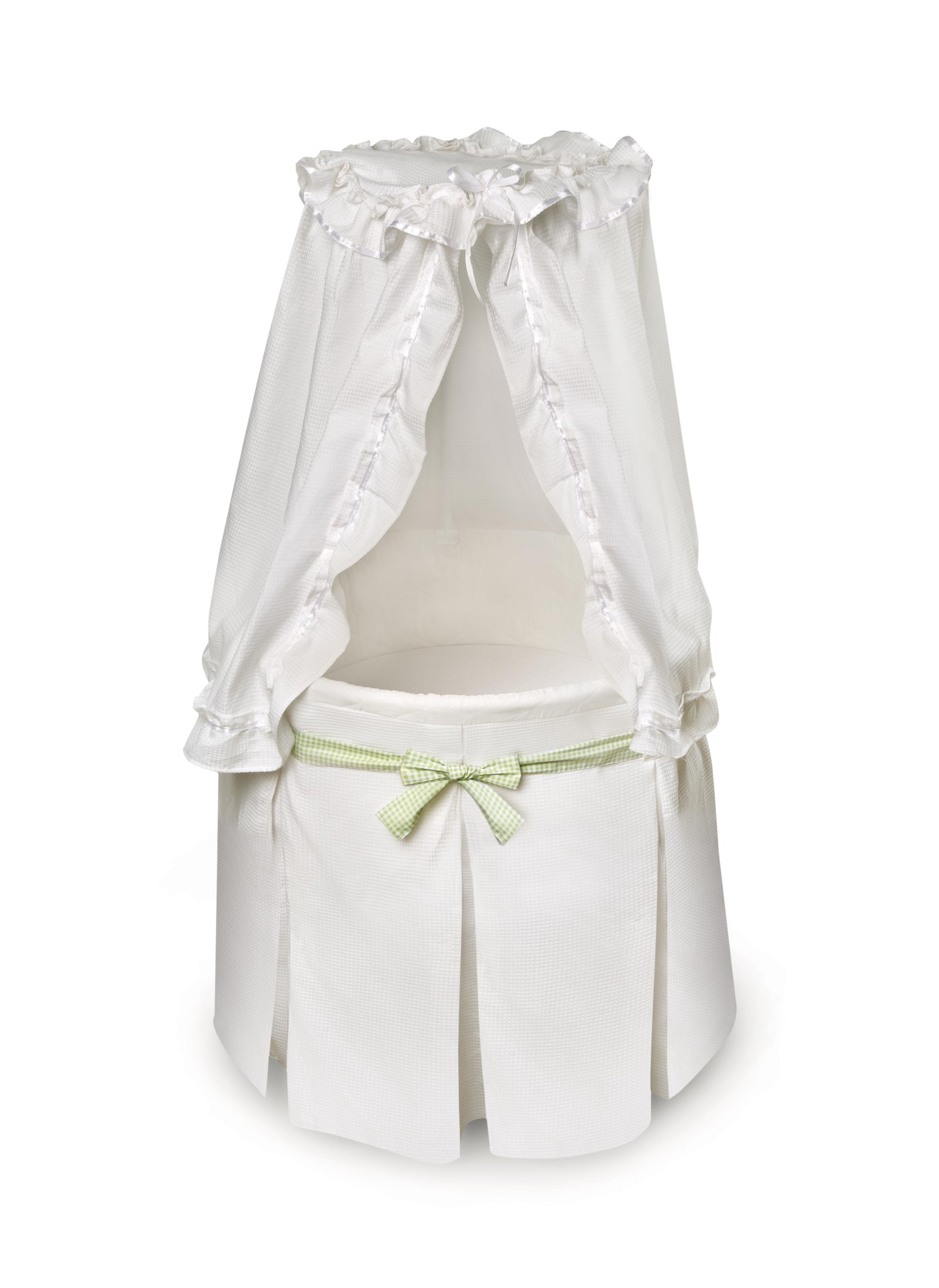 Round Baby Bassinet with Canopy and Storage