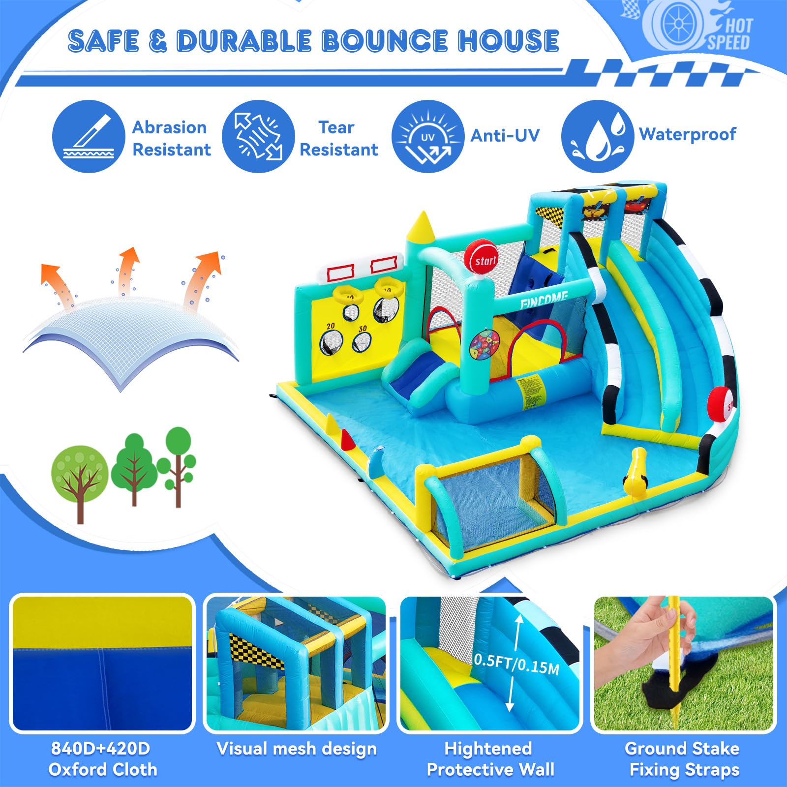 Large Inflatable Bounce House with Double Water Slides