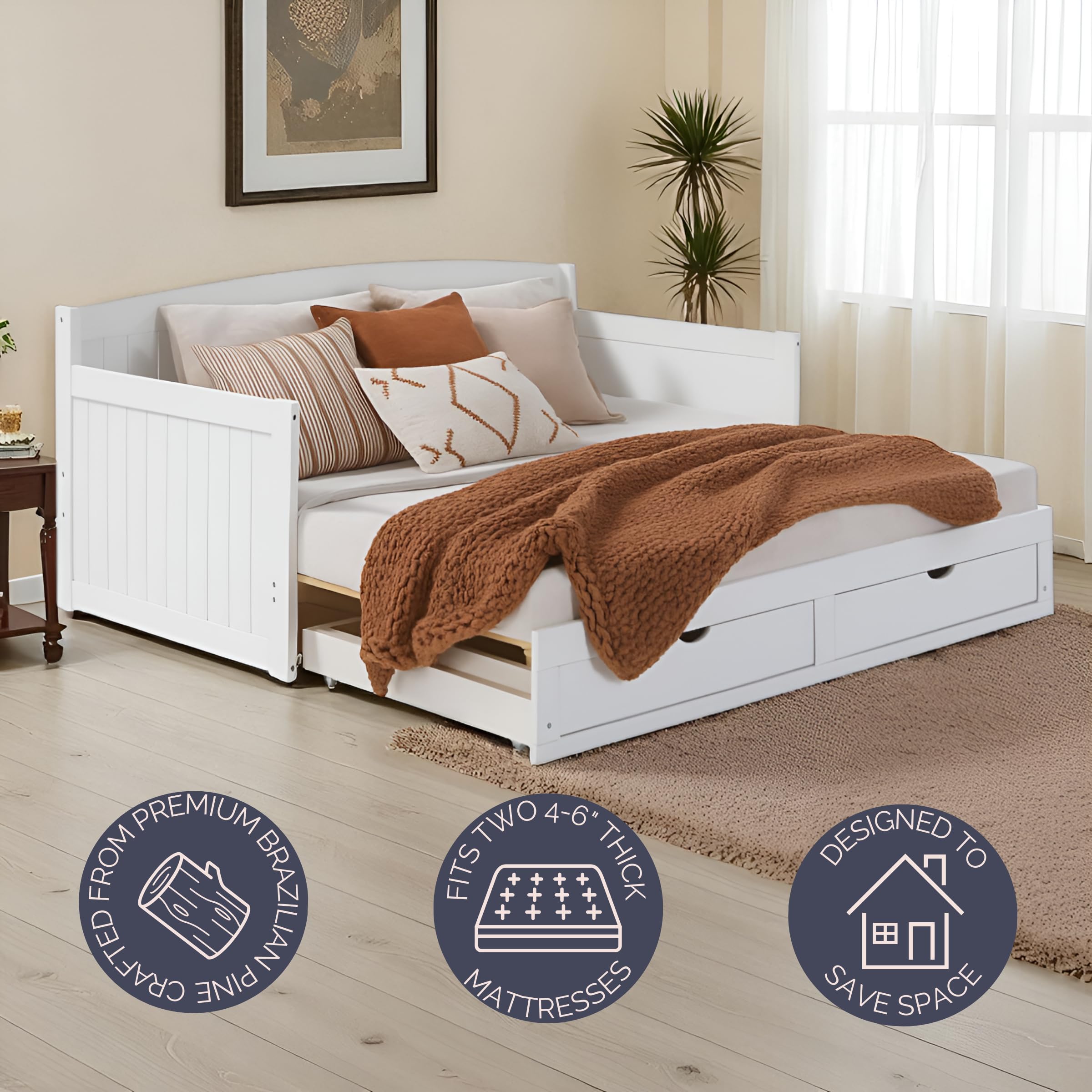 Twin to King Daybed with Trundle and Storage Drawers