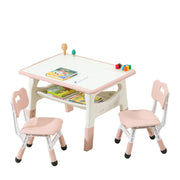 Kids Table and Chairs, Height Adjustable Toddler Table and 2