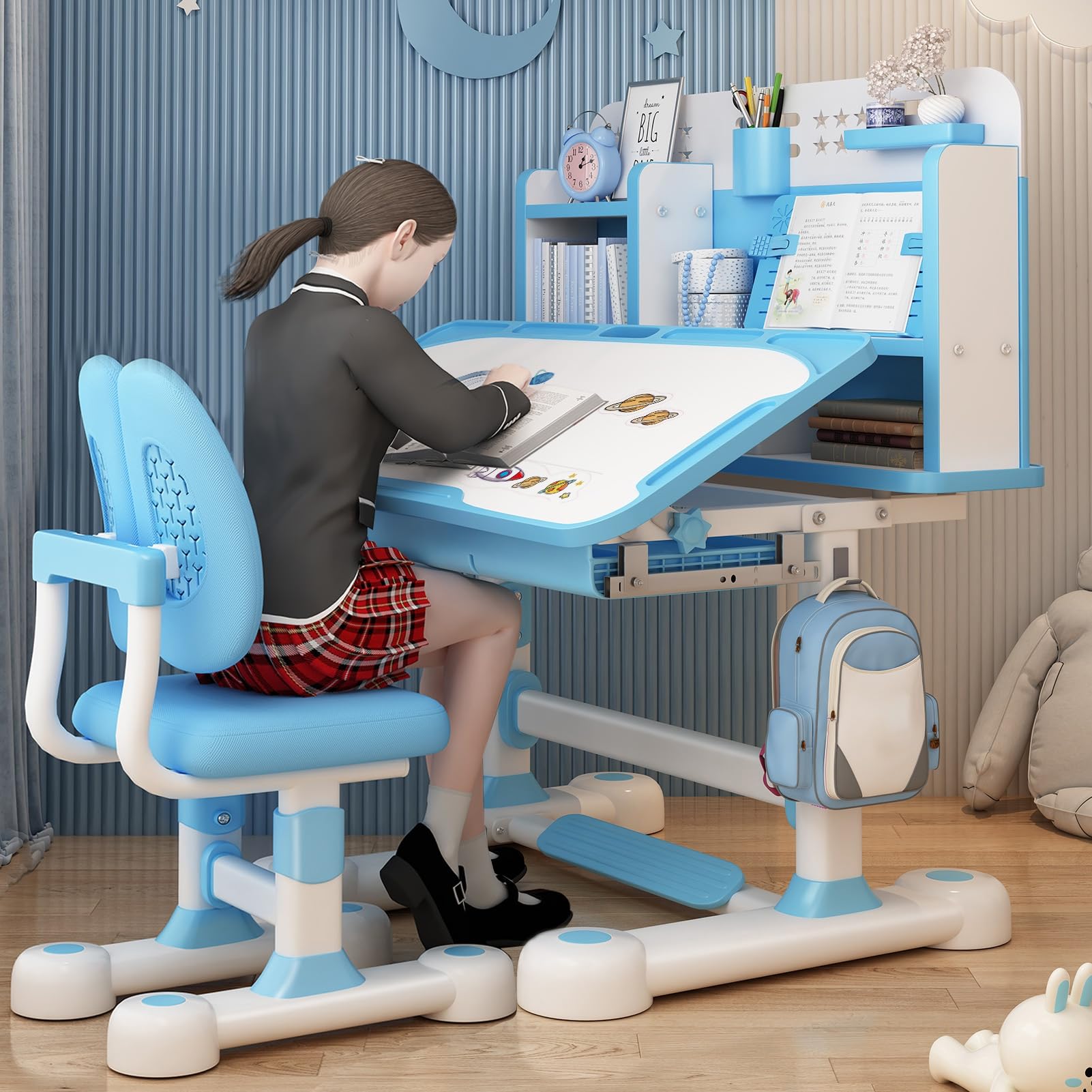 Height Adjustable Kids Desk and Chair Set