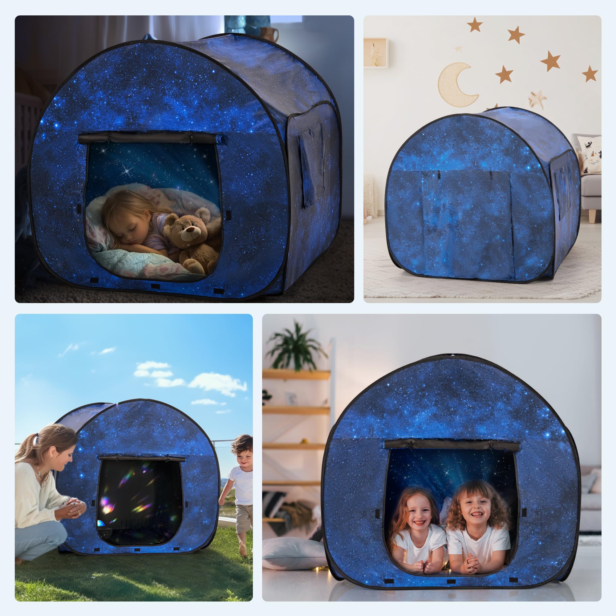 OUTREE Sensory Tent 47 * 47 * 47 in，Starry Night Print,Sensory Tent for Kids with Autism, pop up Play Tent