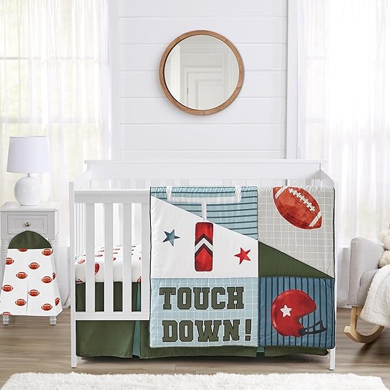 Designs Nautical Anchor Baby Boy or Girl Nursery Crib Bedding Set - 4 Pieces - Navy Blue and White Gender Neutral