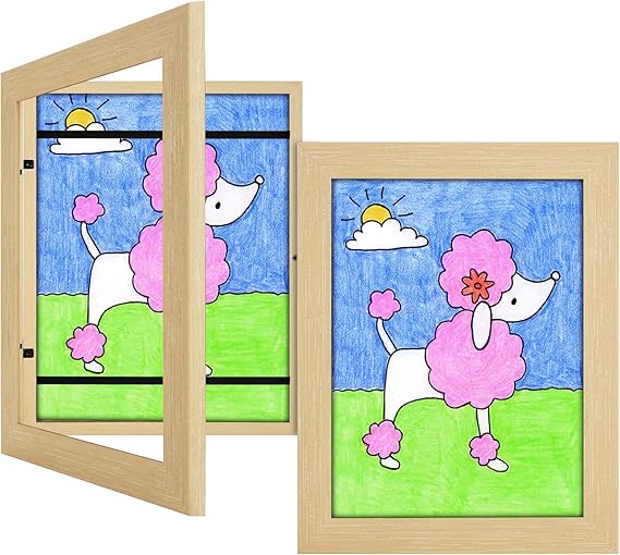 3Pack Kids Art Frames Natural Woodgrain, 10x12.5 Child