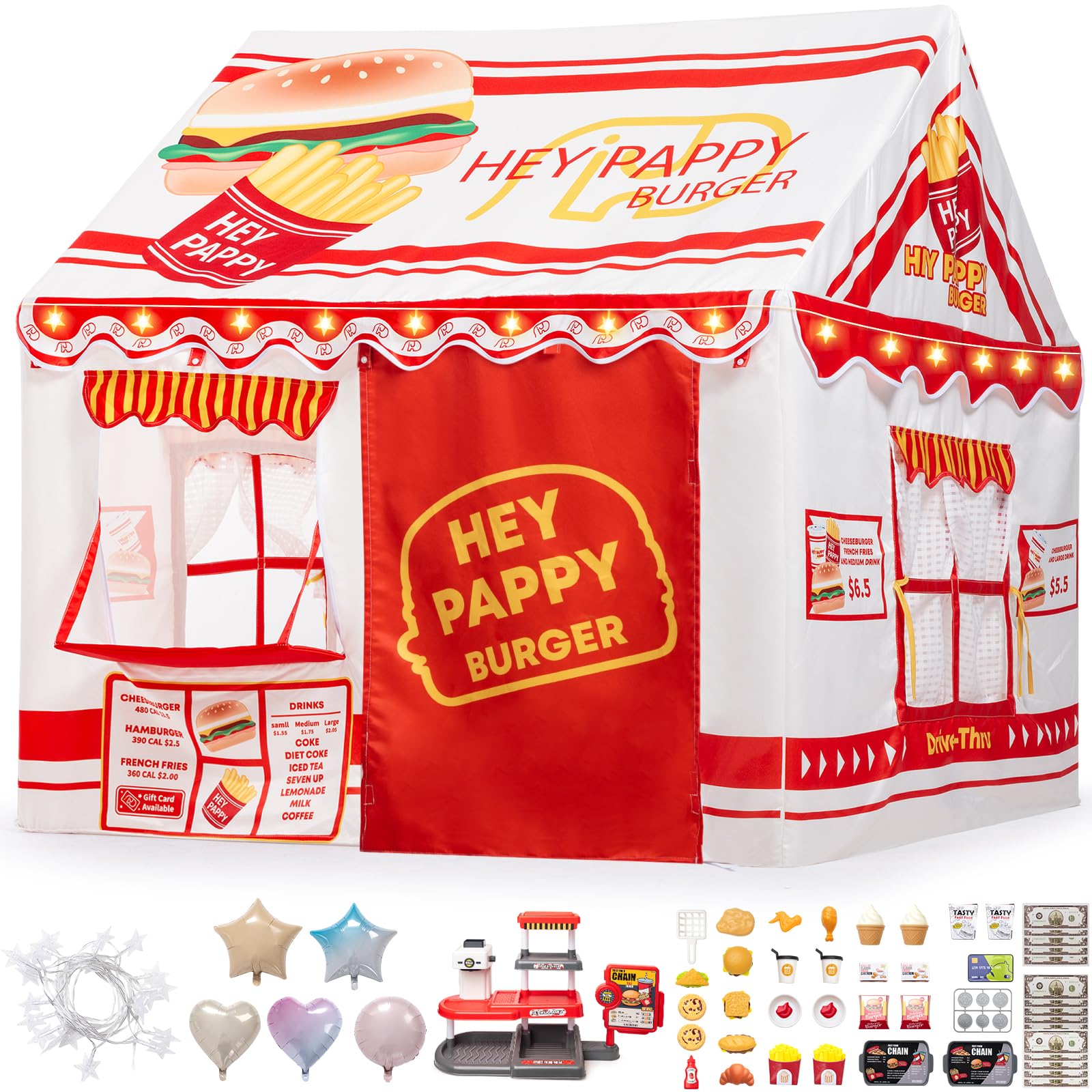 Kids Play Tent Indoor Outdoor Playhouse with Toys and Lights