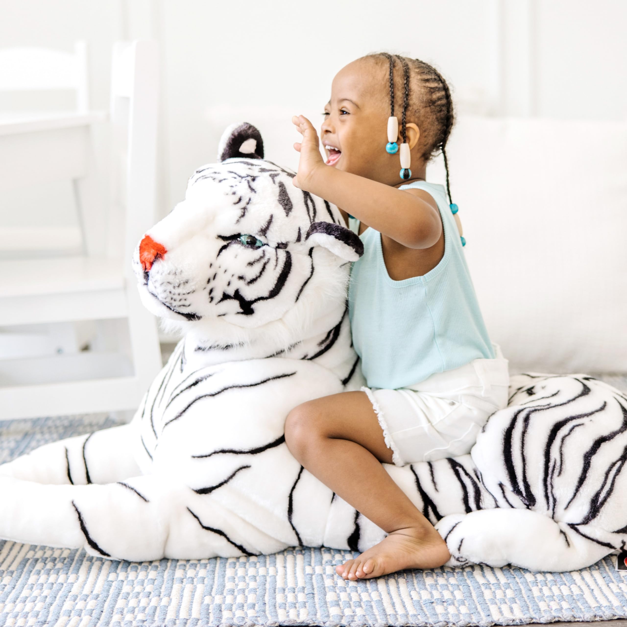 Giant Siberian White Tiger - Lifelike Stuffed Animal (Over 5 feet Long)