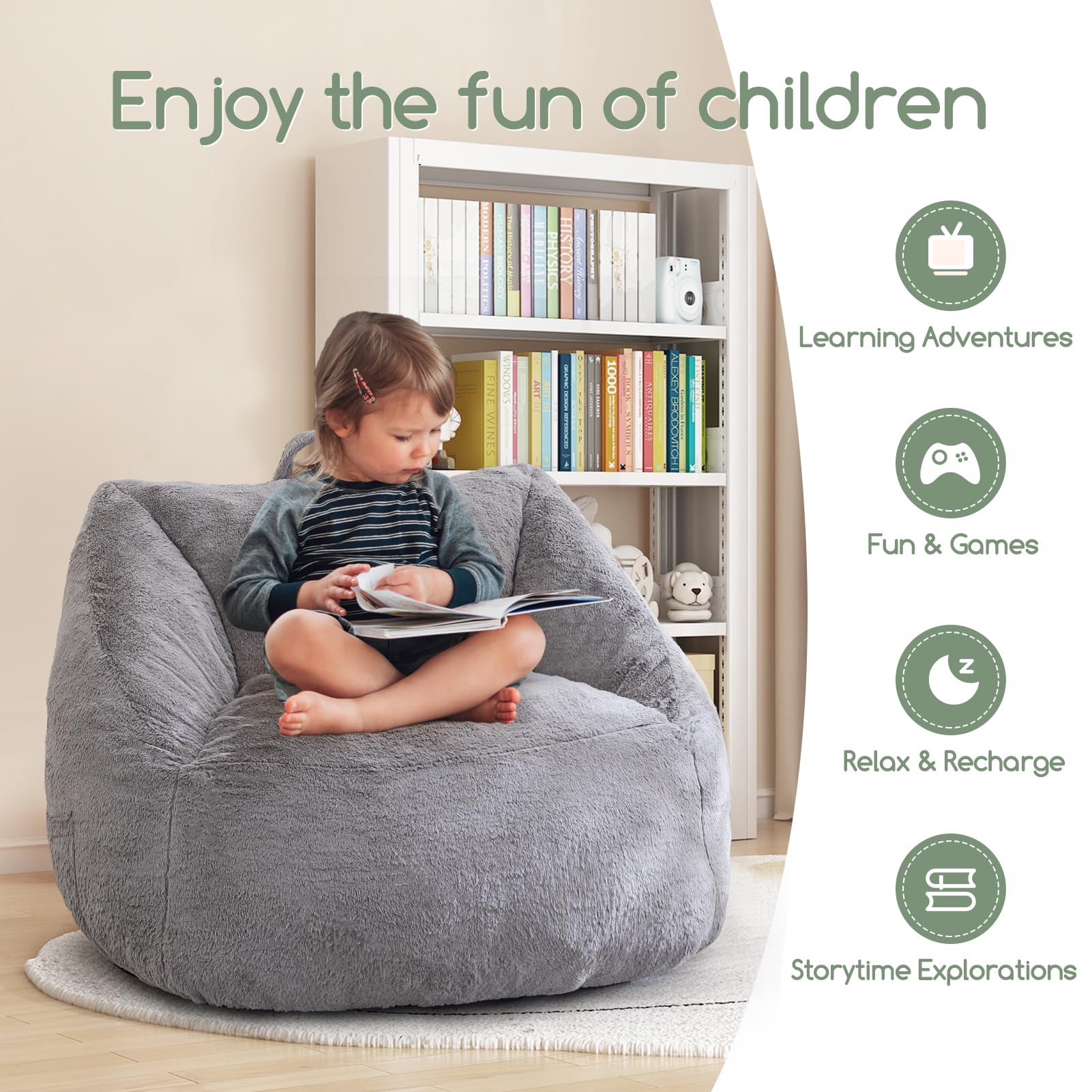 Kids Bean Bag Chair with Handle