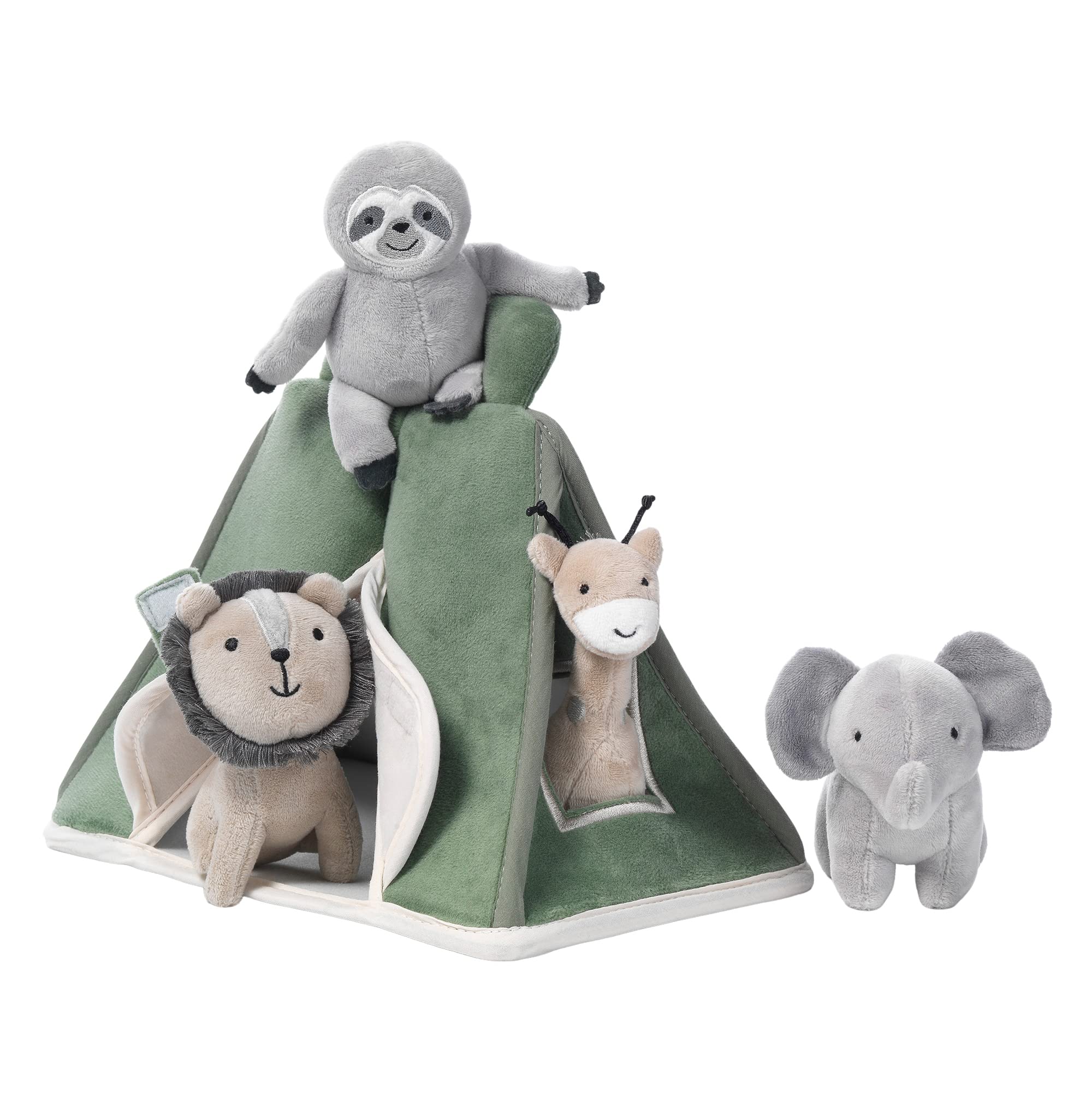 Interactive Plush Safari/Jungle Green Tent with Stuffed Animal Toys
