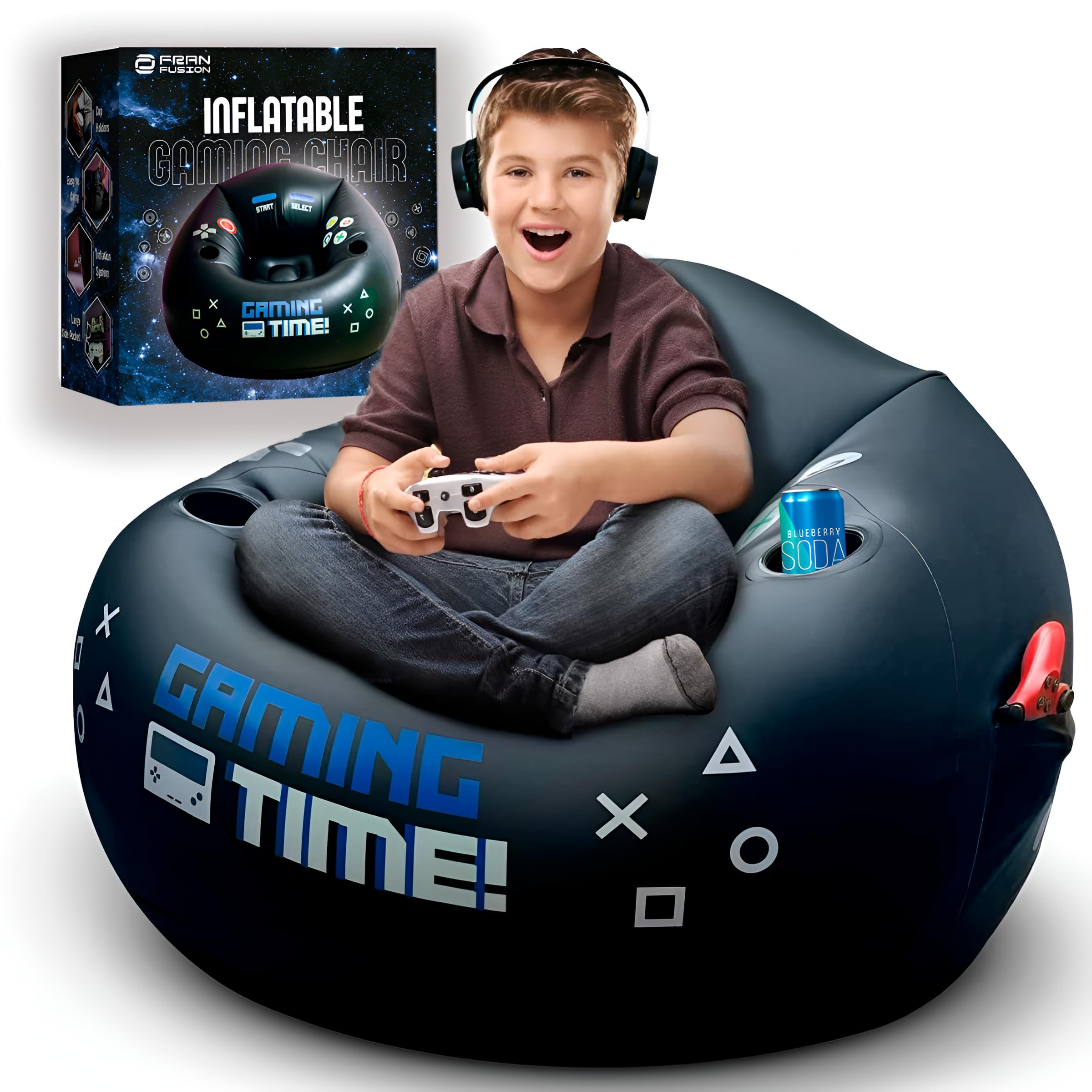 Inflatable Gaming Chair for Kids with Cup Holders