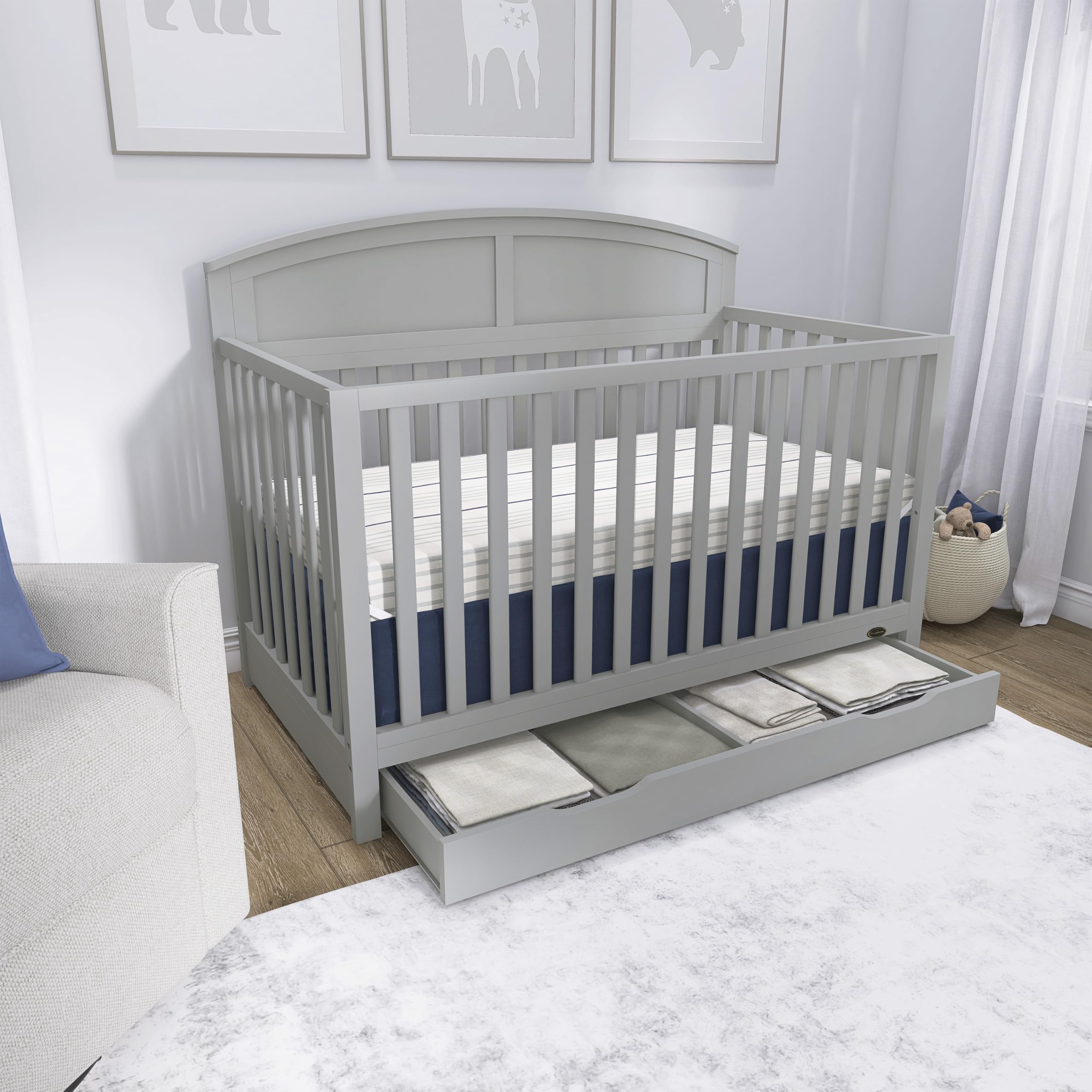 5-in-1 Convertible Crib with Storage Drawer