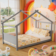 Twin Floor House Bed with Headboard and Footboard