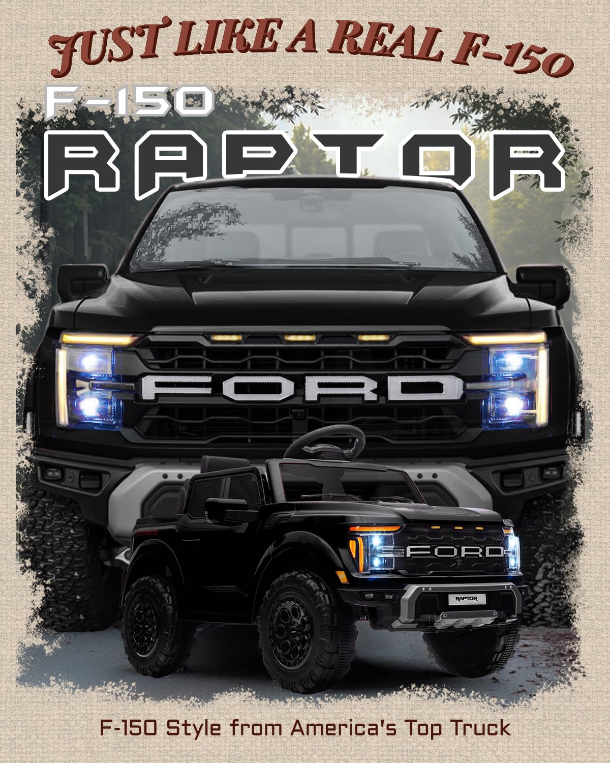 12V Licensed Ford F-150 Raptor Kids Ride-On Truck
