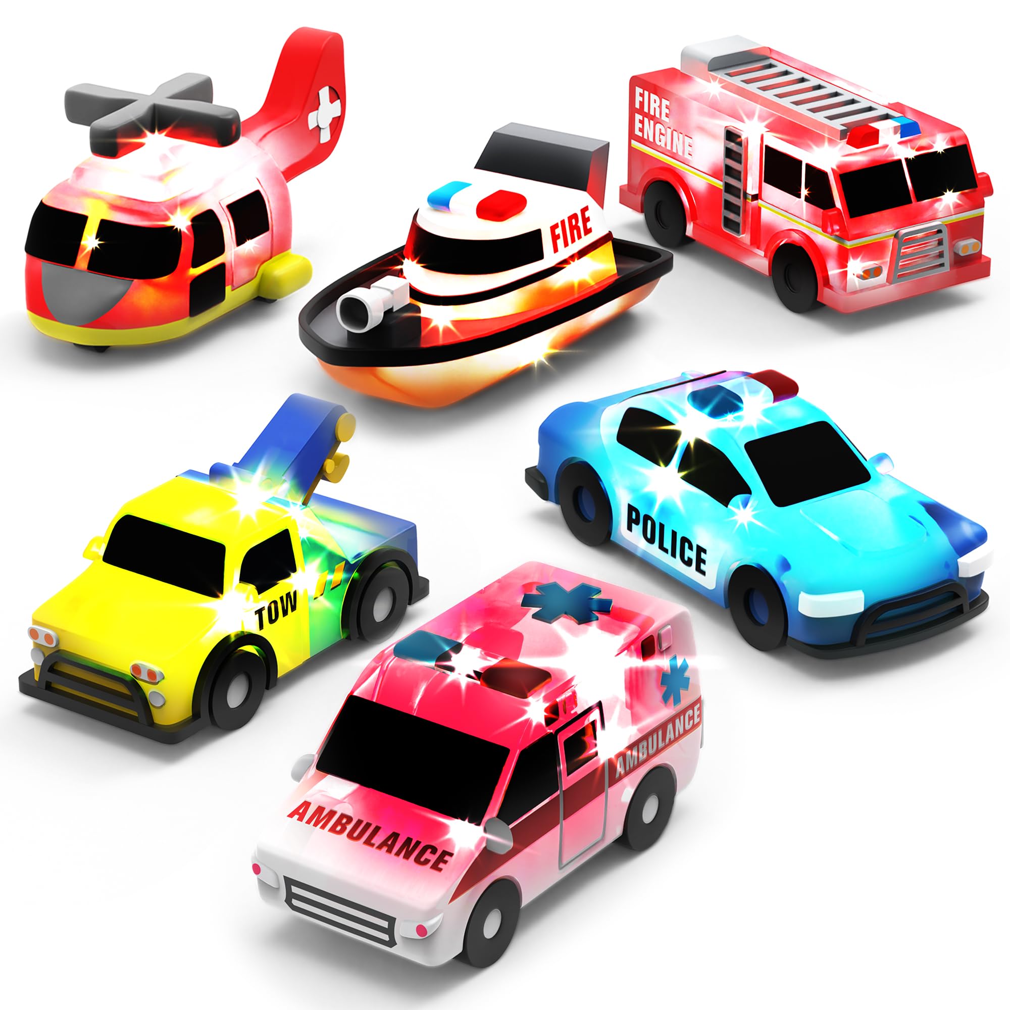 Emergency™ Cars Light Up Bath Toys, 6 Pack | Water-Activated Light Up Toys Flash