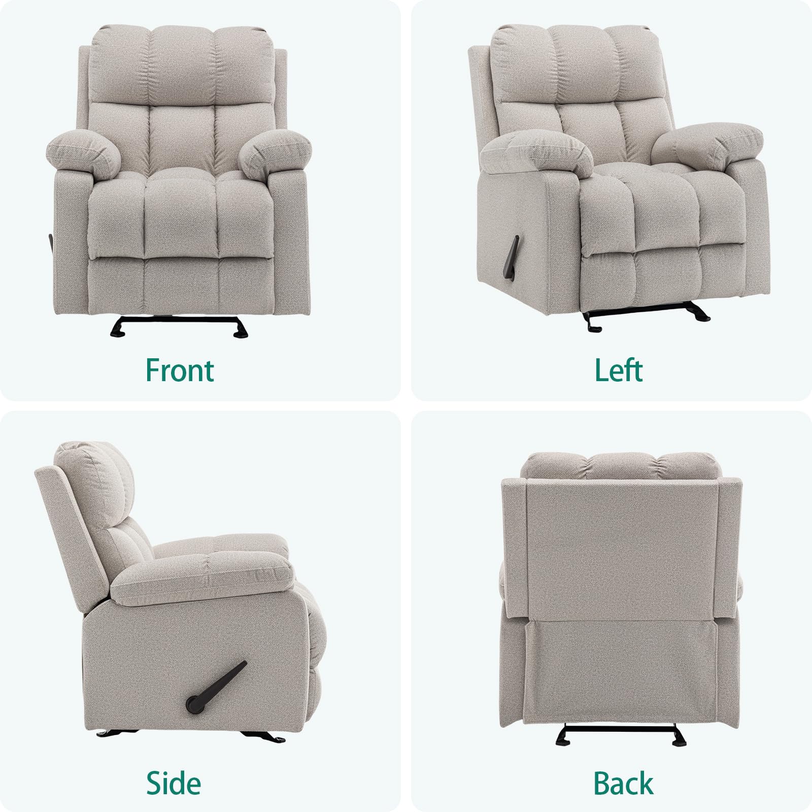 Rocker Recliner Chair for Adults with Manual Footrest