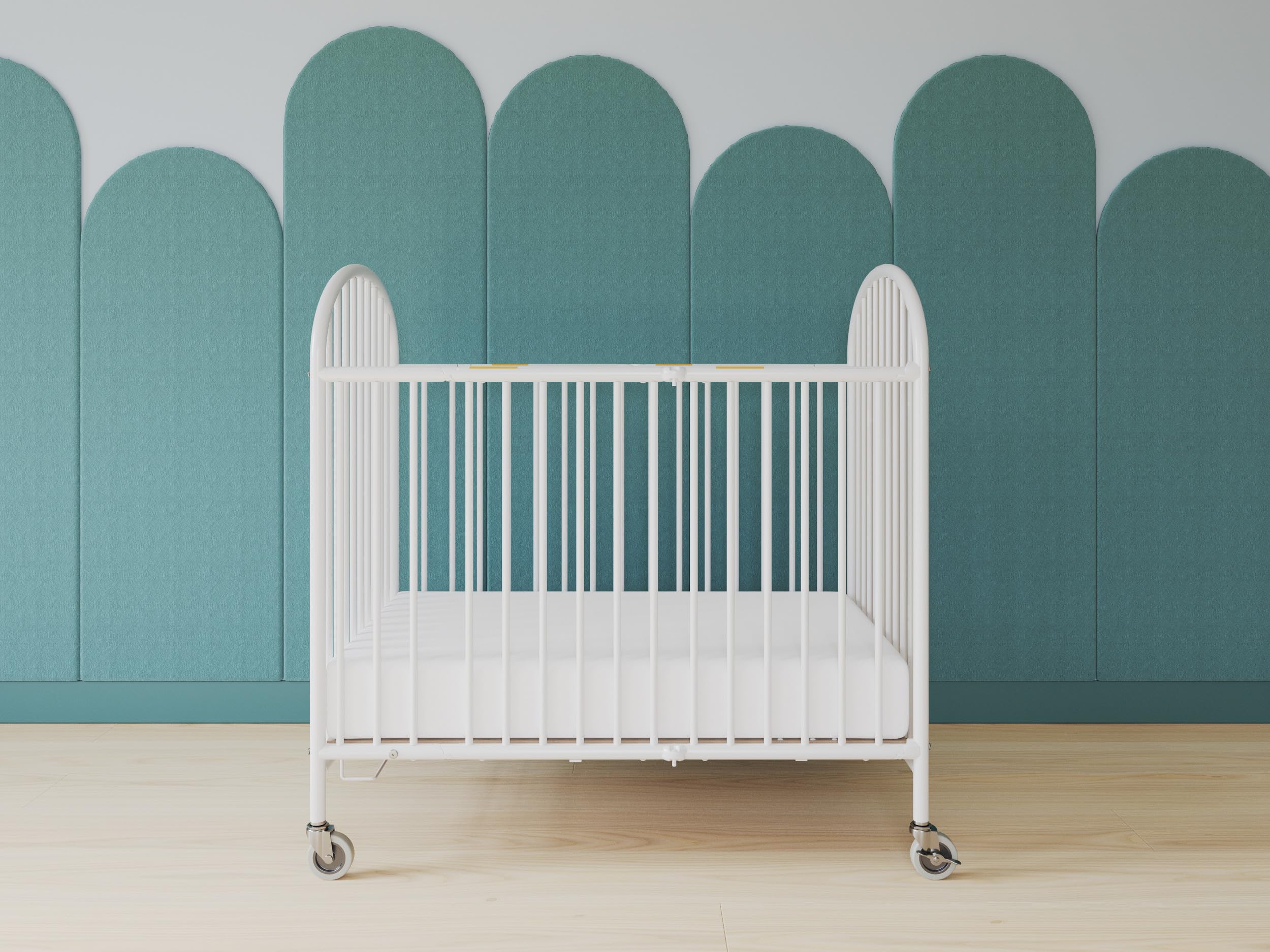 Folding Metal Baby Crib with Mattress