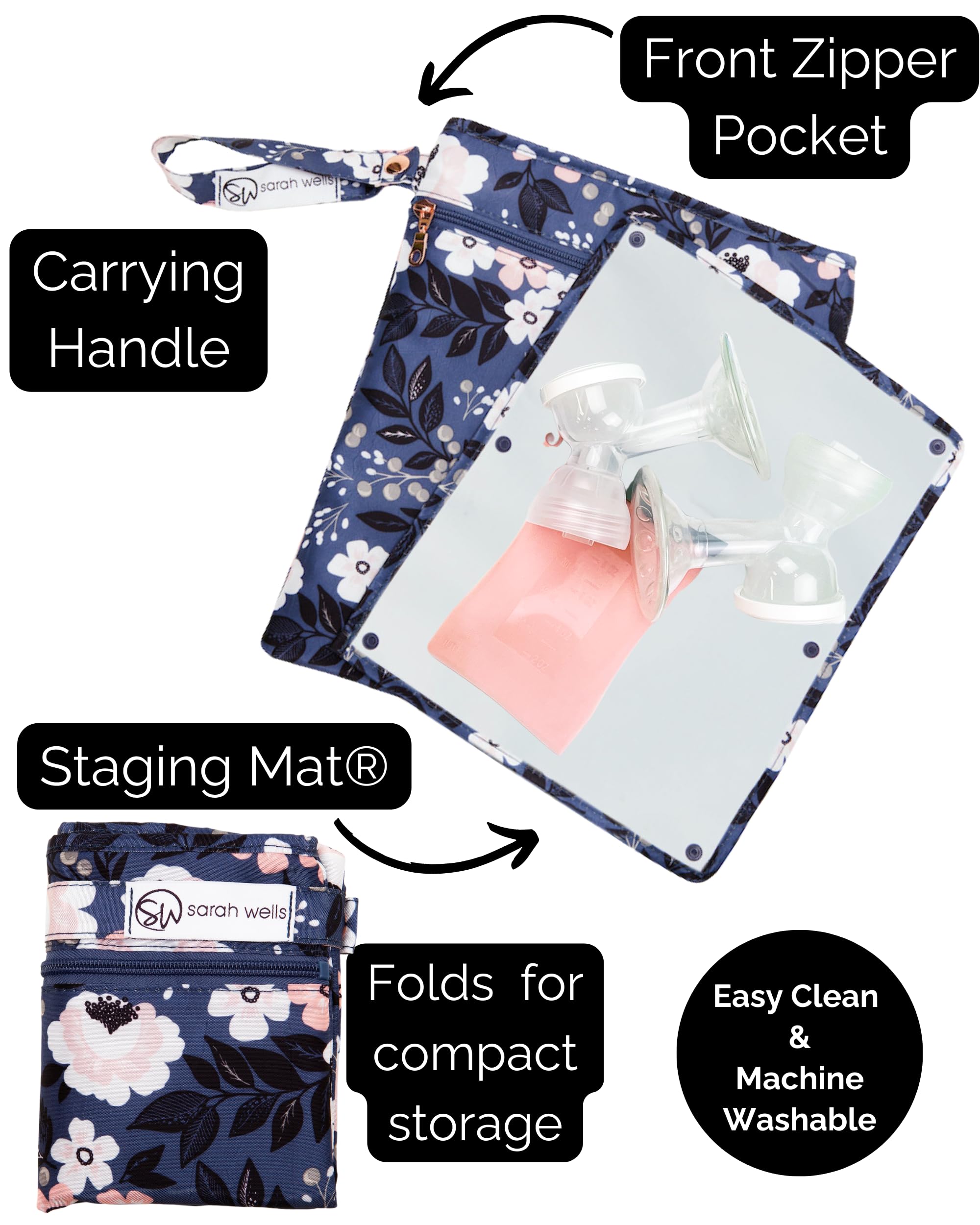Abby Breast Pump Tote + Cold Gold Cooler + Pumparoo Set – Le Floral Print Trio