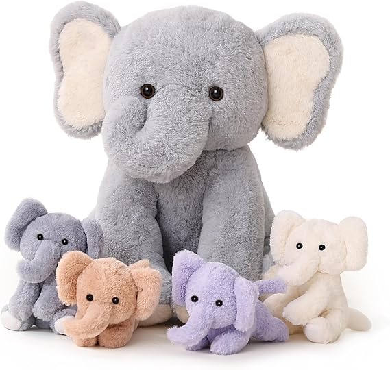 5 Pieces Dog Stuffed Animals for Girls,1 Mommy Dog with 4 Babies