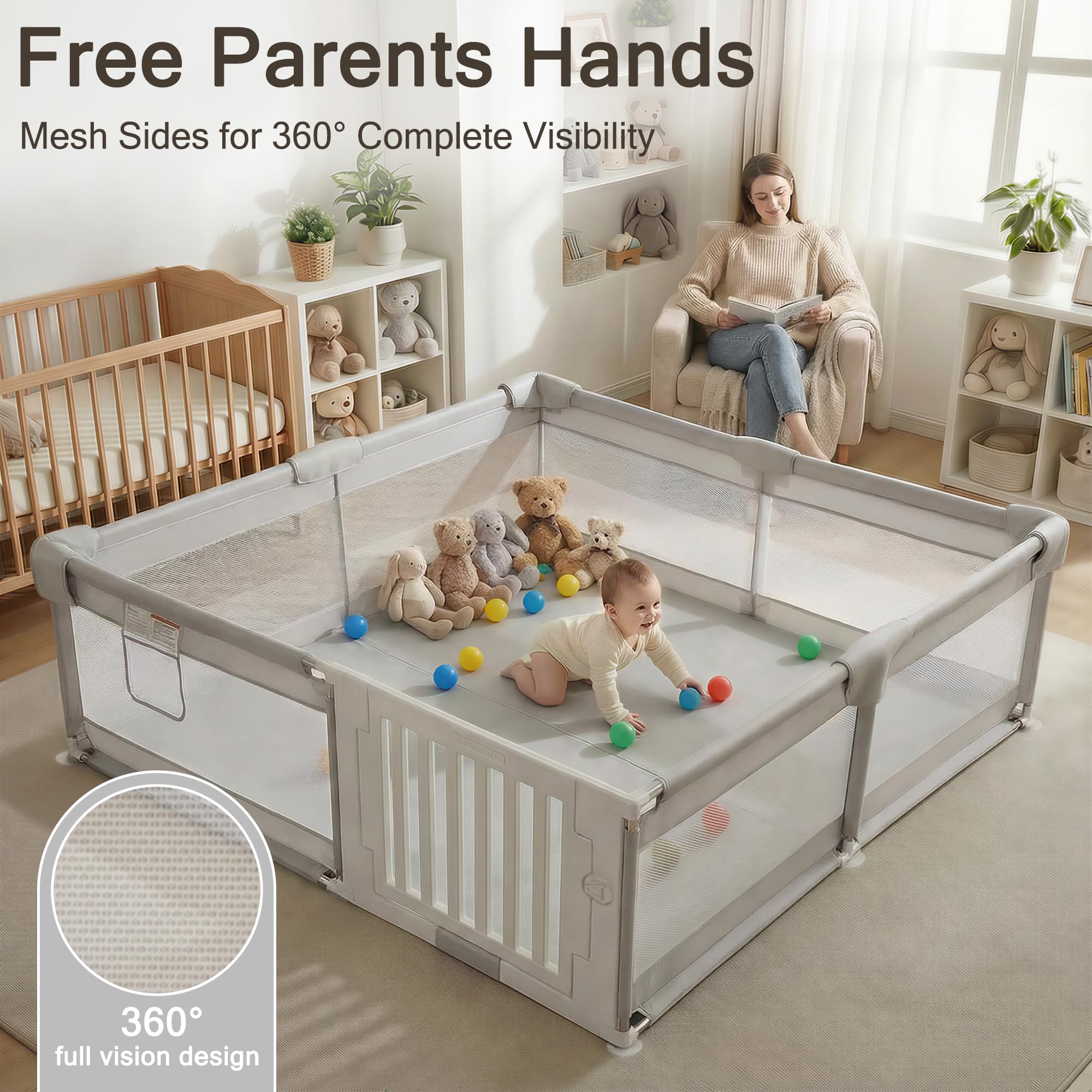Large Baby Playpen with Gate for Infants and Toddlers