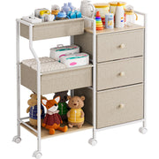Baby Organizer and Storage - 3 Tier Rolling Cart with Dividers