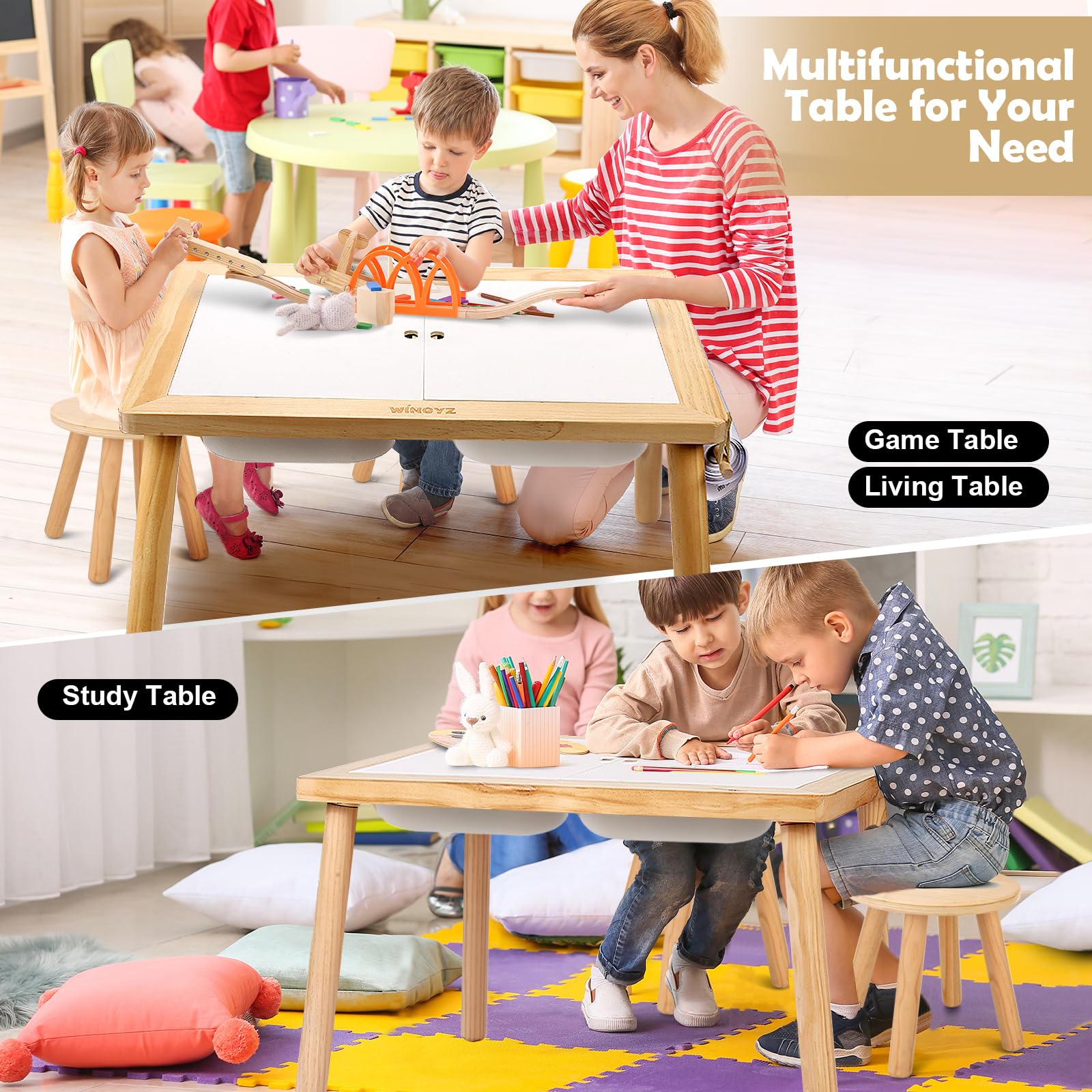 Kids Activity Table with Storage Bins