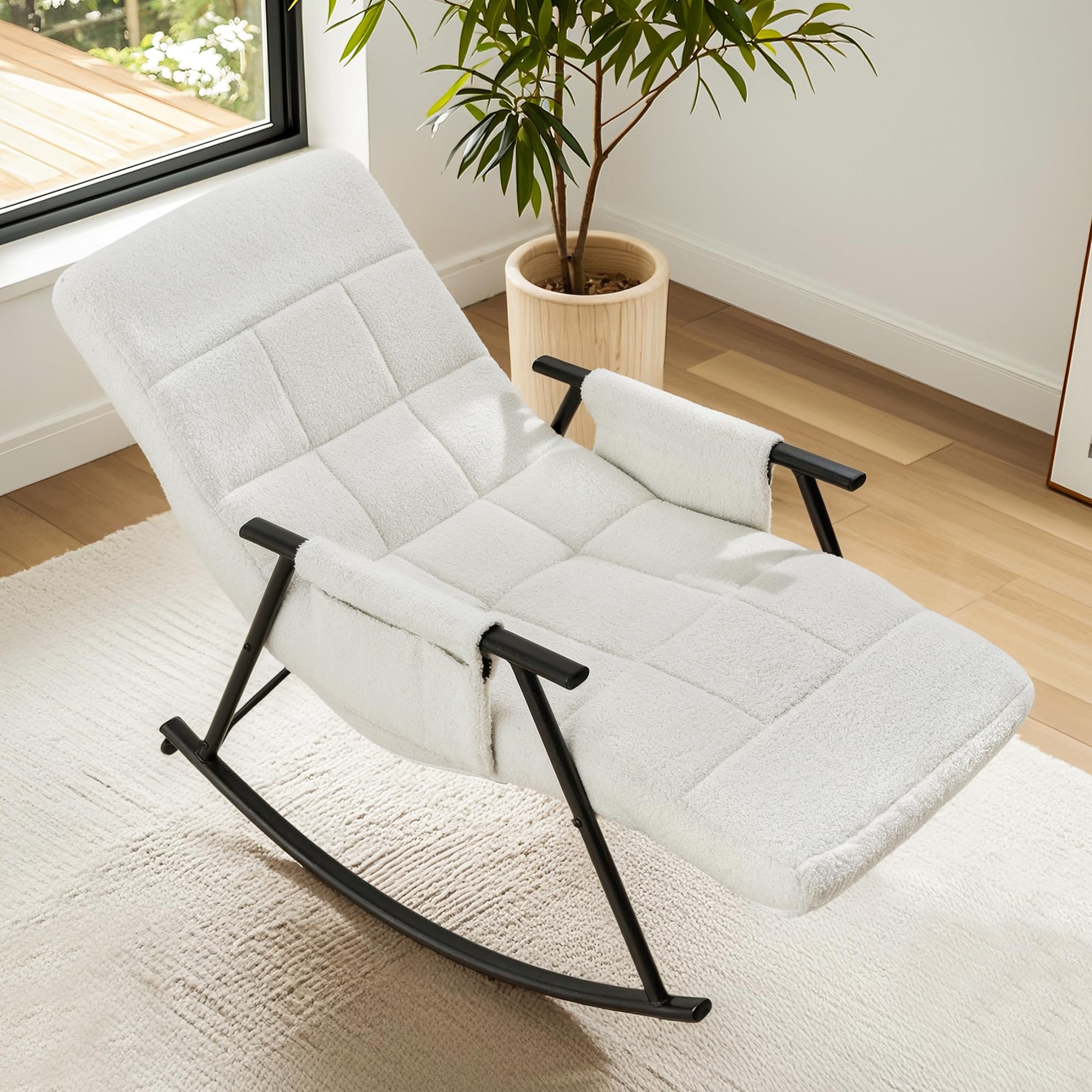 Nursery Rocking Chair with Adjustable Footrest