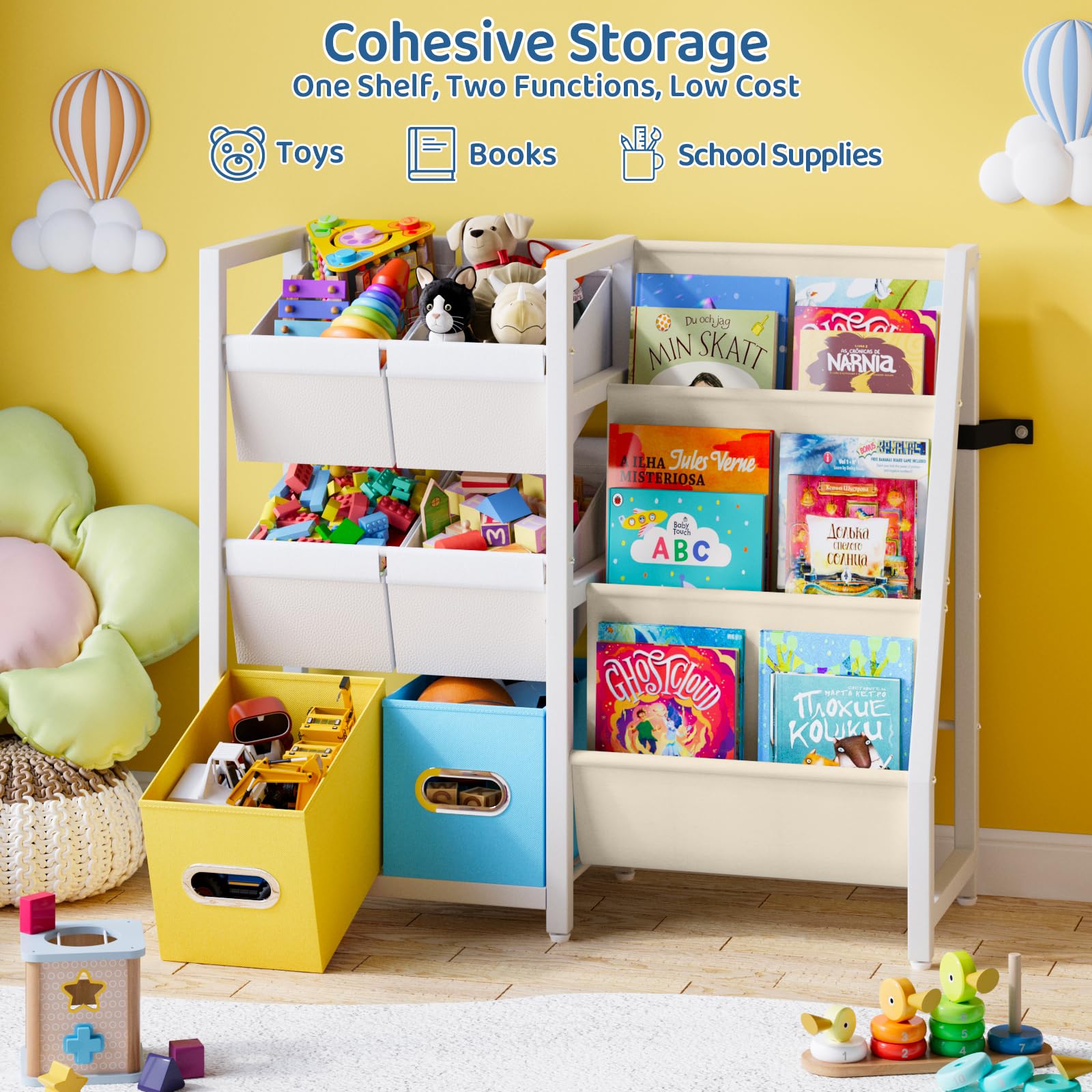 Kids Bookshelf with Toy Storage Organizer