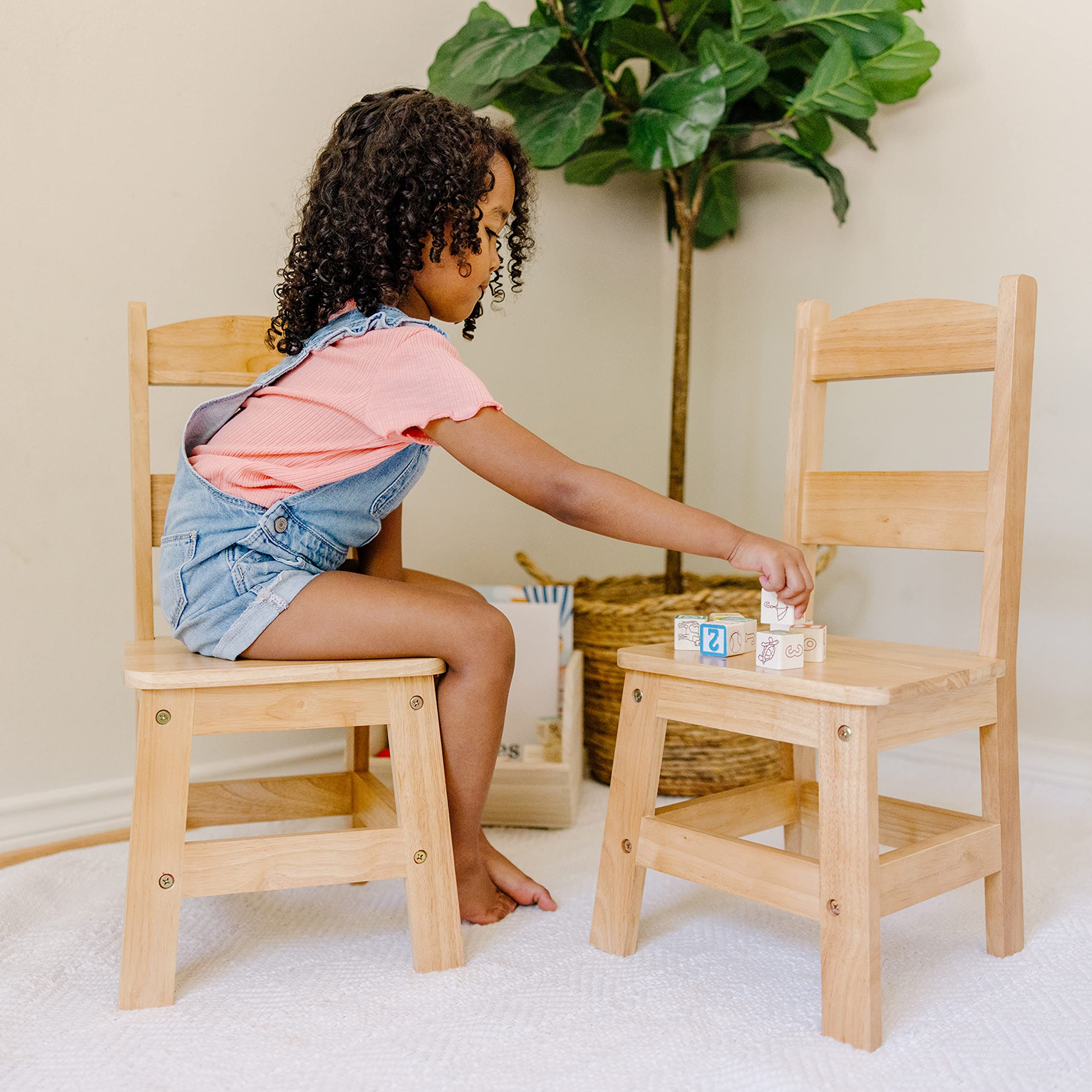 Wooden Chairs, Set of 2 - Blonde Furniture for Playroom