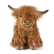 Living Nature Highland Cow Brown Stuffed Animal | Farm Toy with Sound | Soft