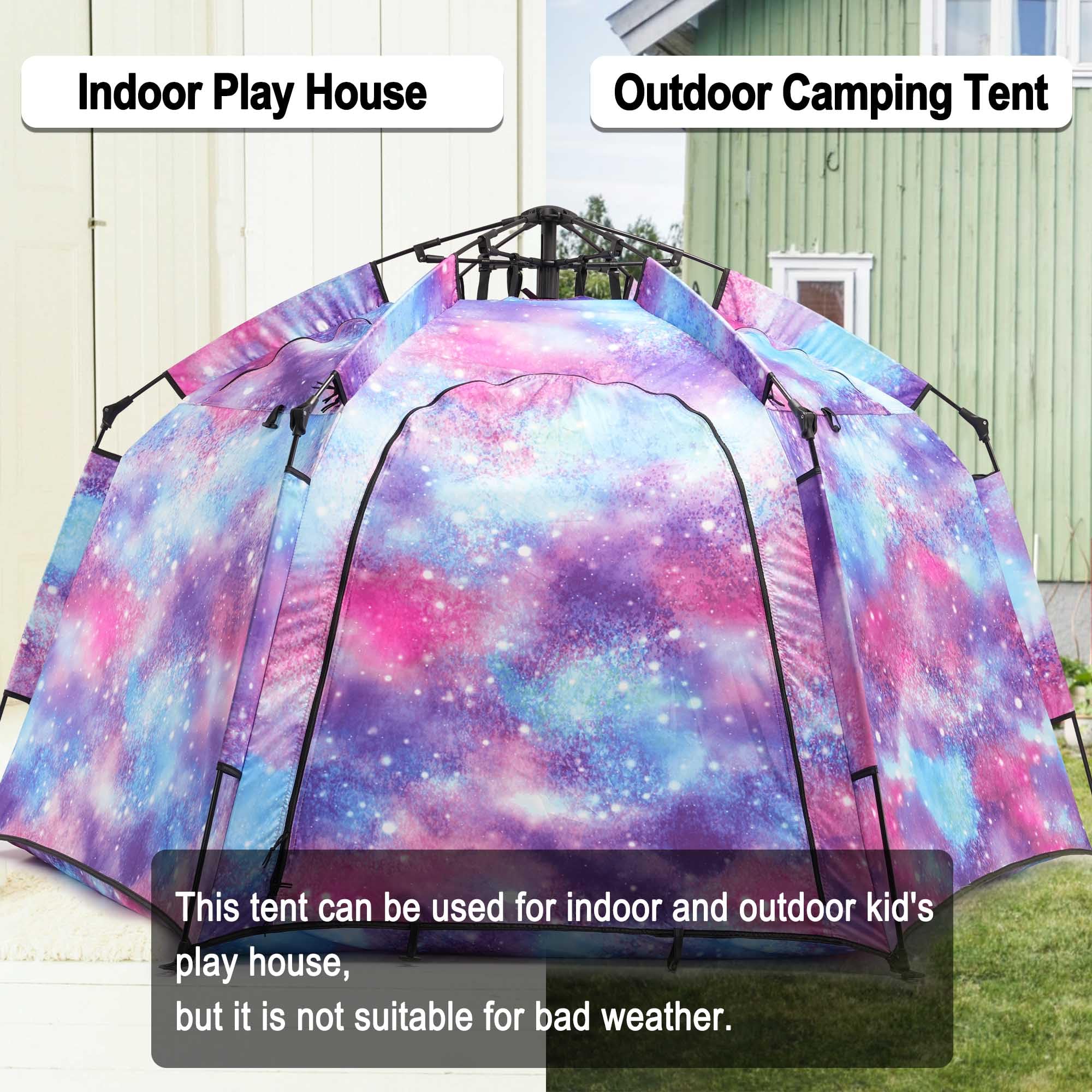 Hexagon Kids Play Tent with LED Strip Lights