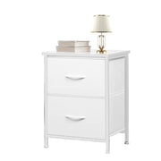 White Nightstand, Bedside Table with 2 Drawers