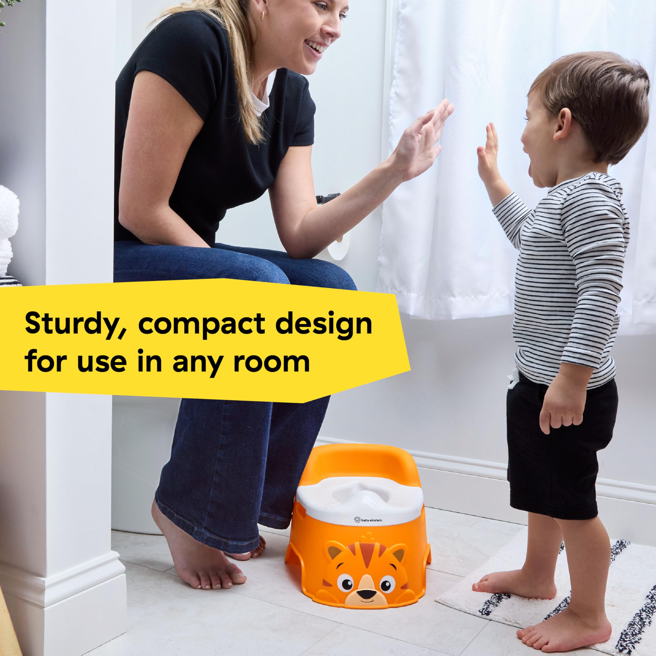 Baby Einstein Tinkle and Reveal Tiger Potty Training Toilet, Non-Skid Toddler Potty, Removable Bowl, Ages 18+ Months