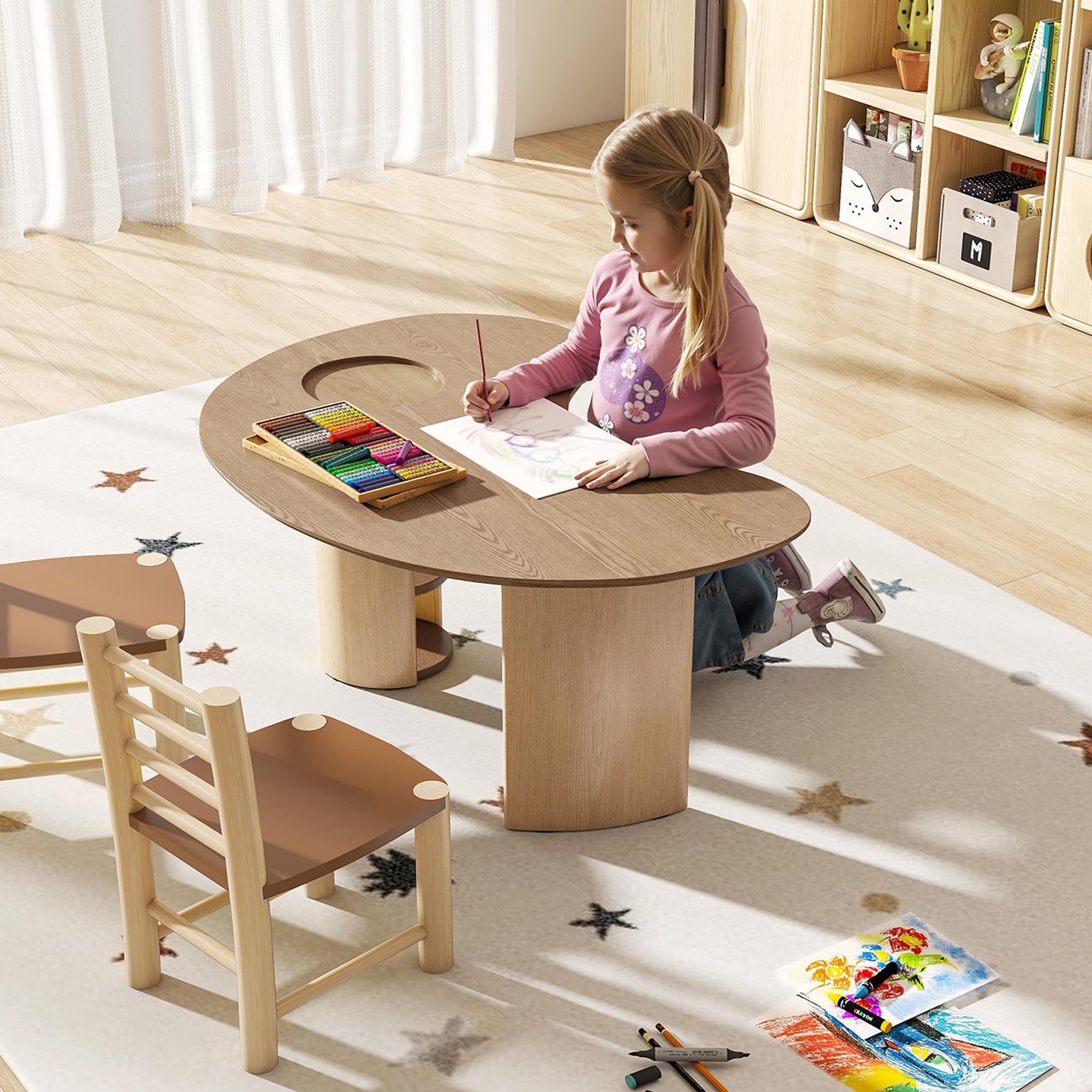 Kids Table Activity Table with Storage, Toddler Art Table for Kids Ages 3-8